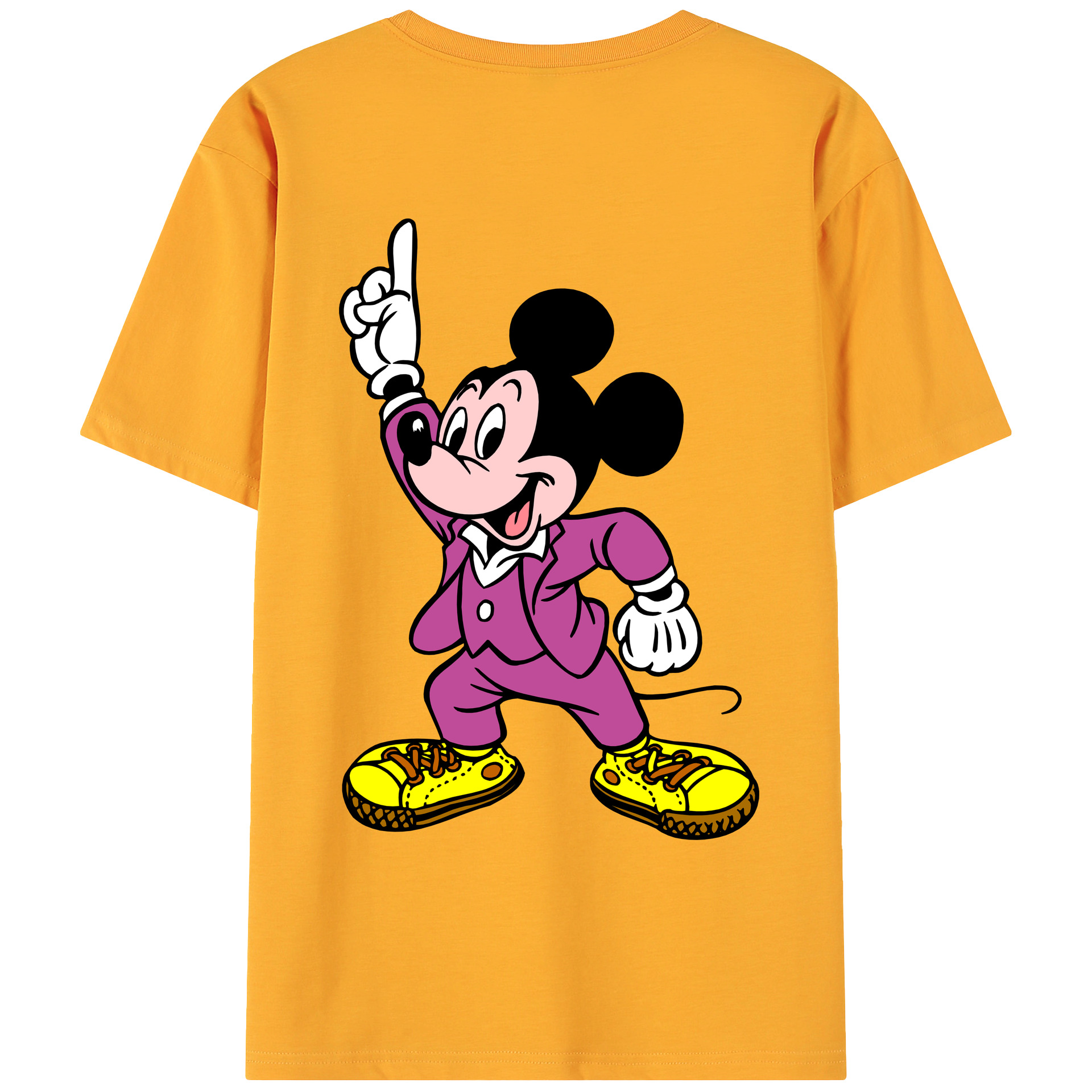（画像用） ミッキーマウス Mickey Mouse 綿100％ メンズ半袖Tシャツ（バックプリント） 通気性