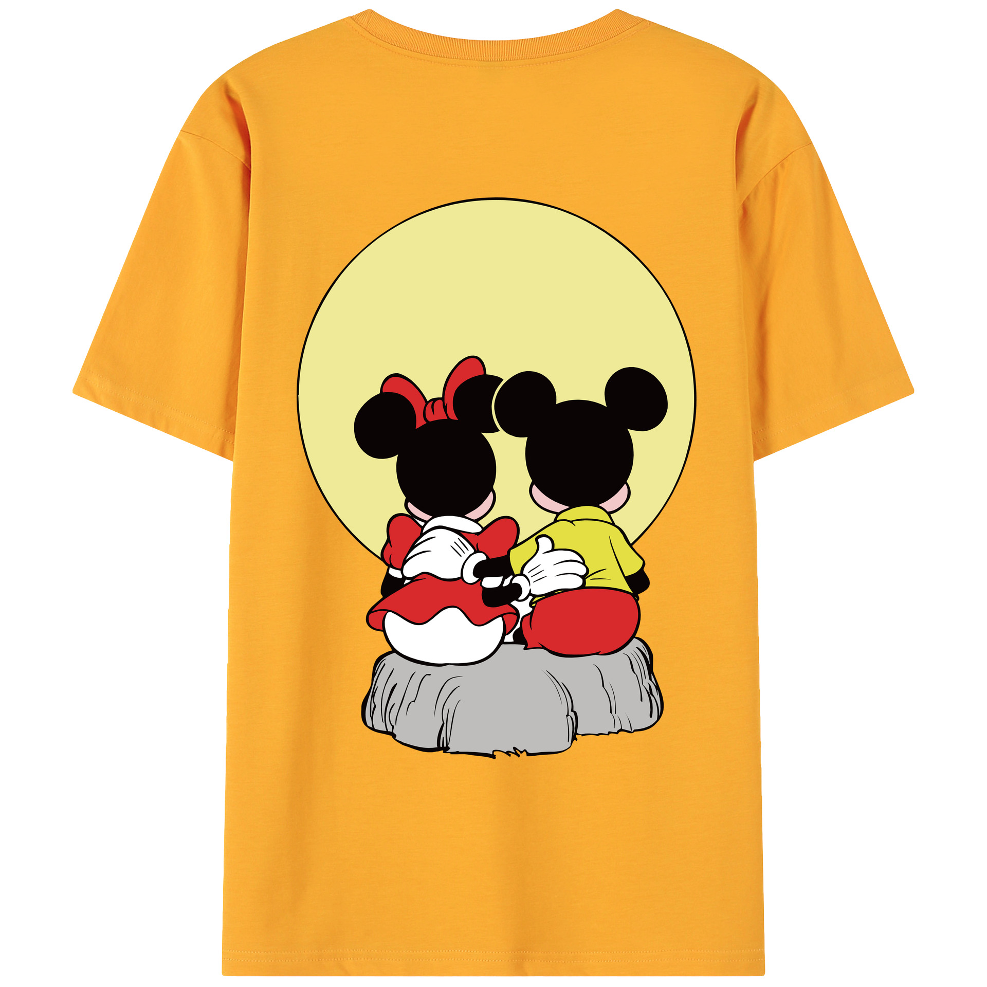 ミッキーマウス Mickey Mouse 綿100％ メンズ半袖Tシャツ（バックプリント） 通気性