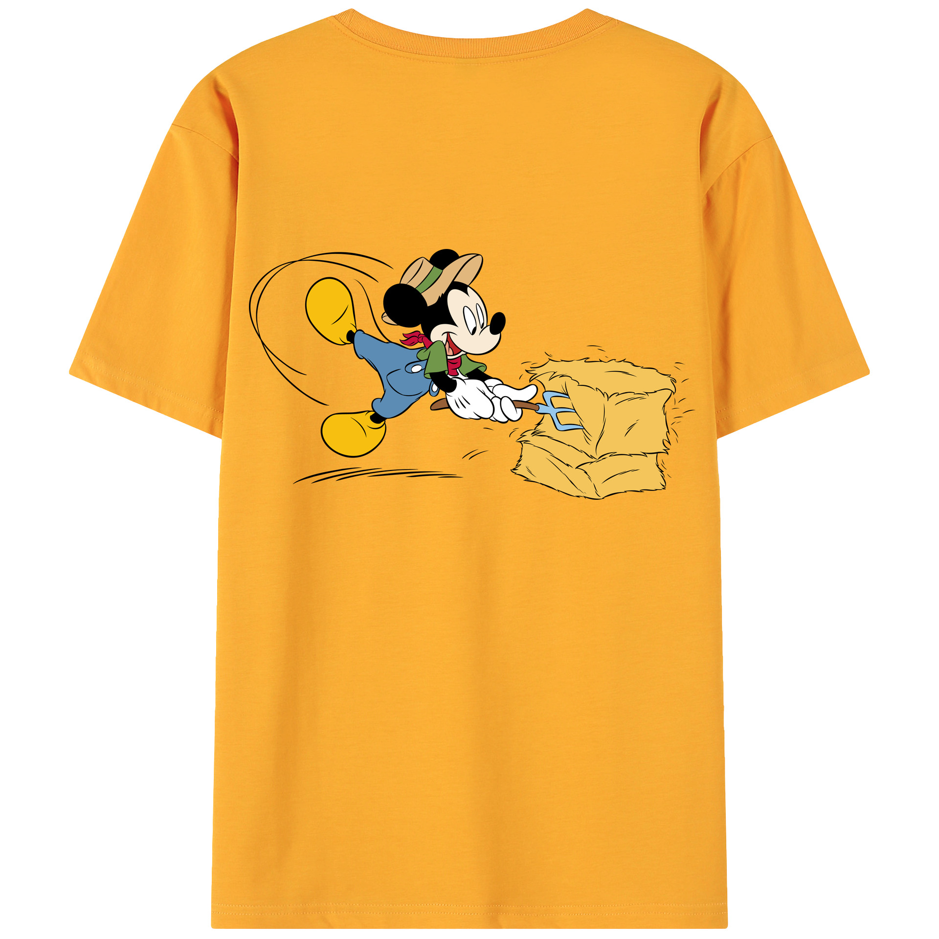 ミッキーマウス Mickey Mouse 綿100％ メンズ半袖Tシャツ（バックプリント） 通気性