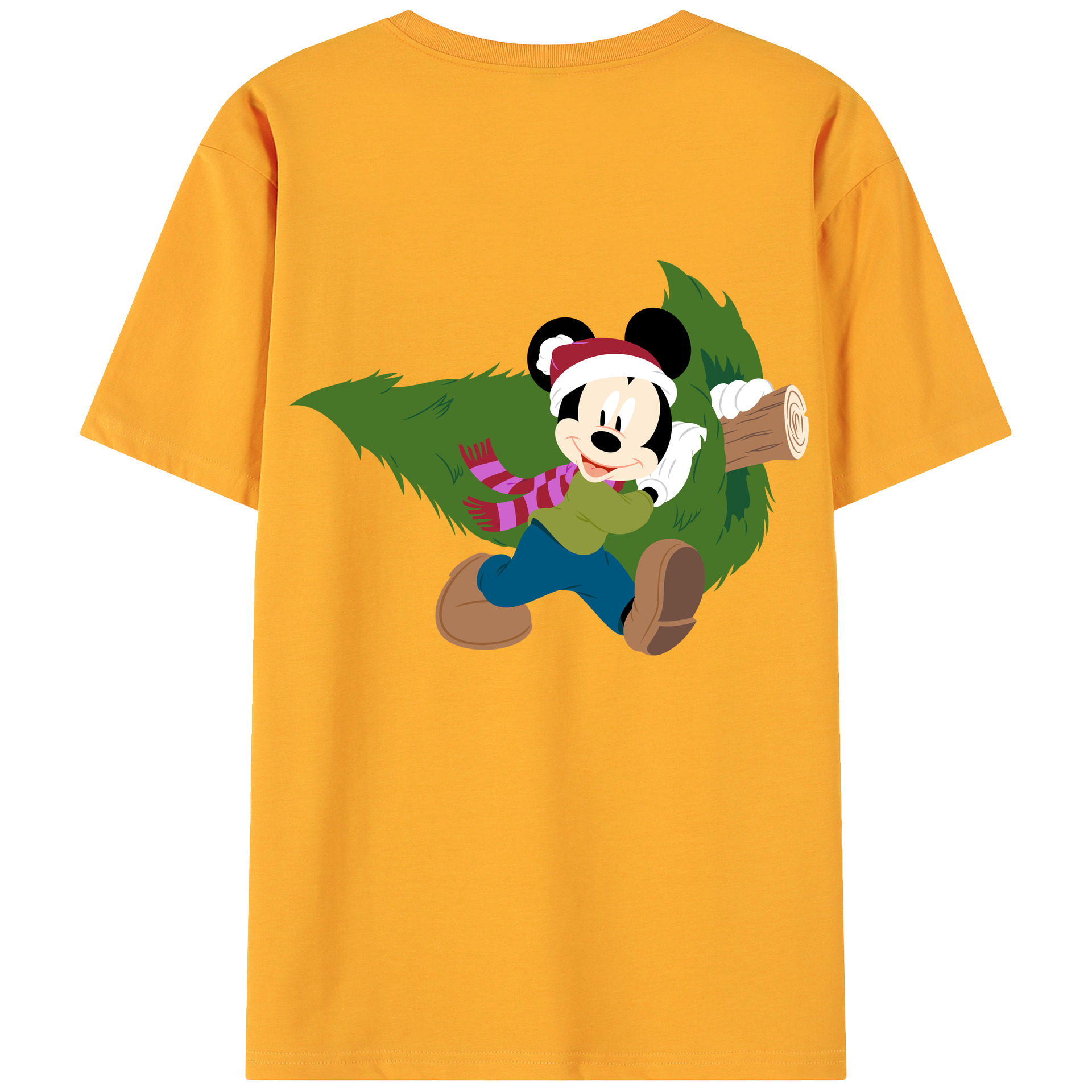 ミッキーマウス Mickey Mouse 綿100％ メンズ半袖Tシャツ（バックプリント） 通気性
