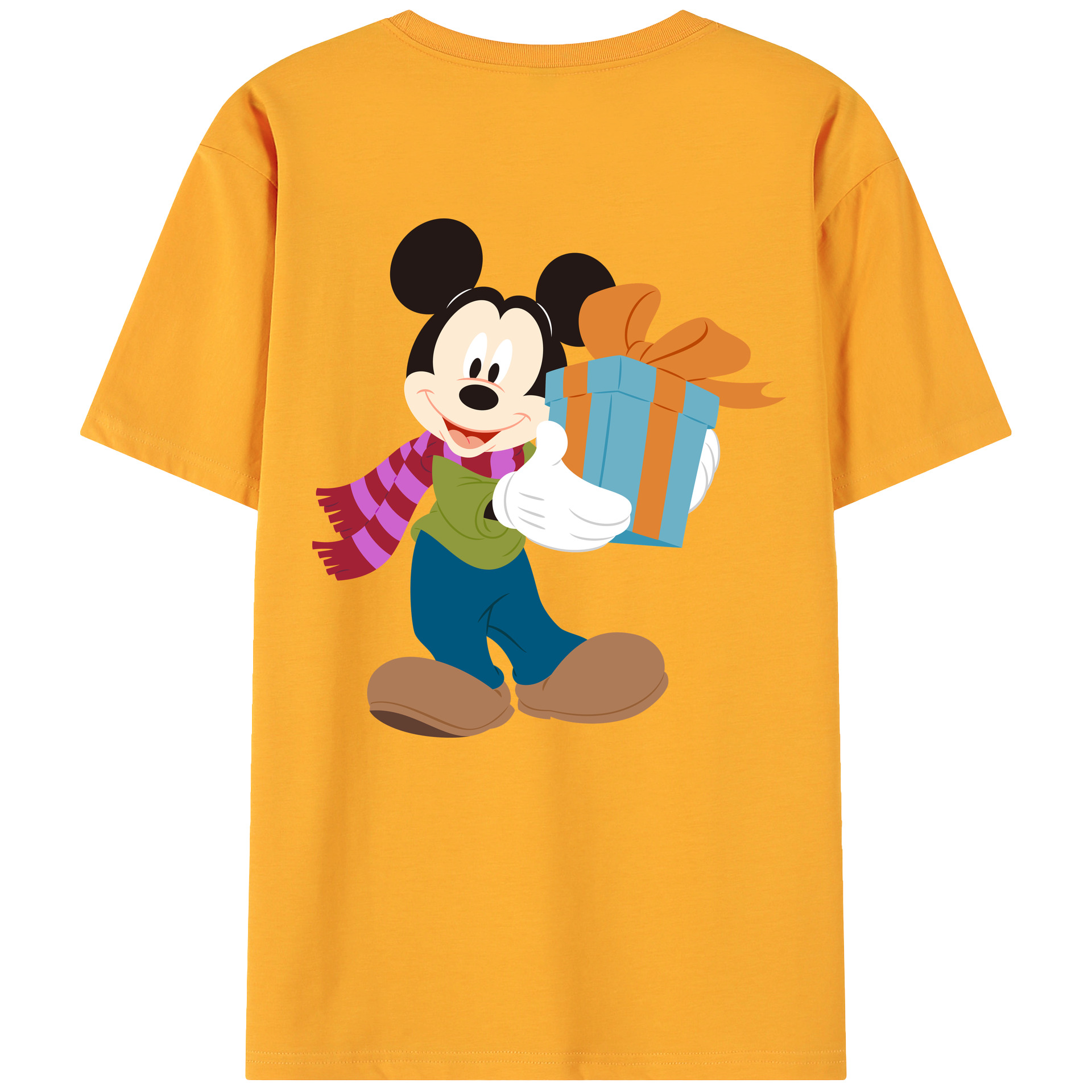 ミッキーマウス Mickey Mouse 綿100％ メンズ半袖Tシャツ（バックプリント） 通気性