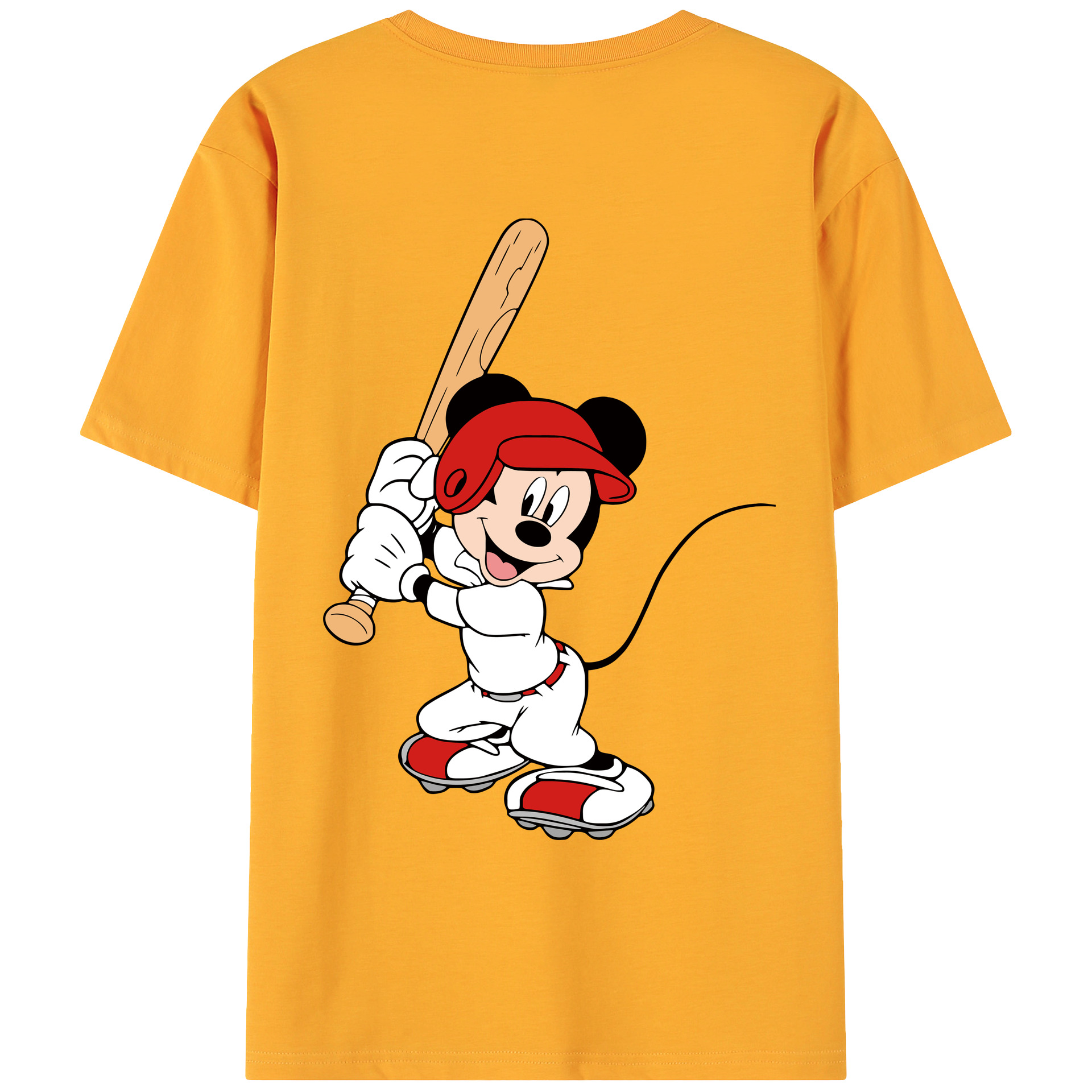 ミッキーマウス Mickey Mouse 綿100％ メンズ半袖Tシャツ（バックプリント） 通気性