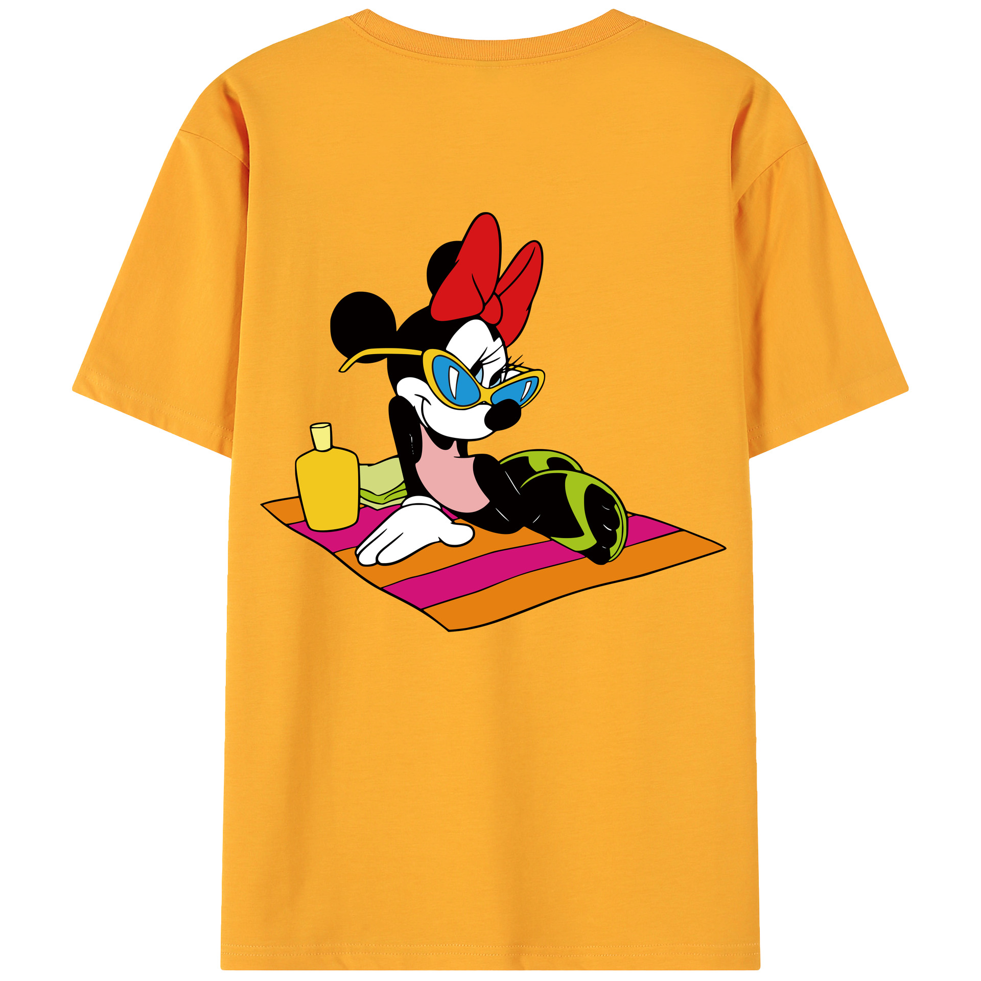 ミッキーマウス Mickey Mouse 綿100％ メンズ半袖Tシャツ（バックプリント） 通気性