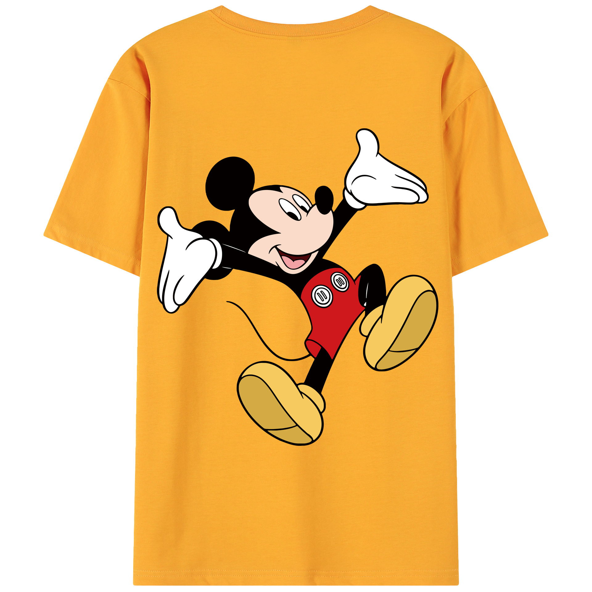 ミッキーマウス Mickey Mouse 綿100％ メンズ半袖Tシャツ（バックプリント） 通気性