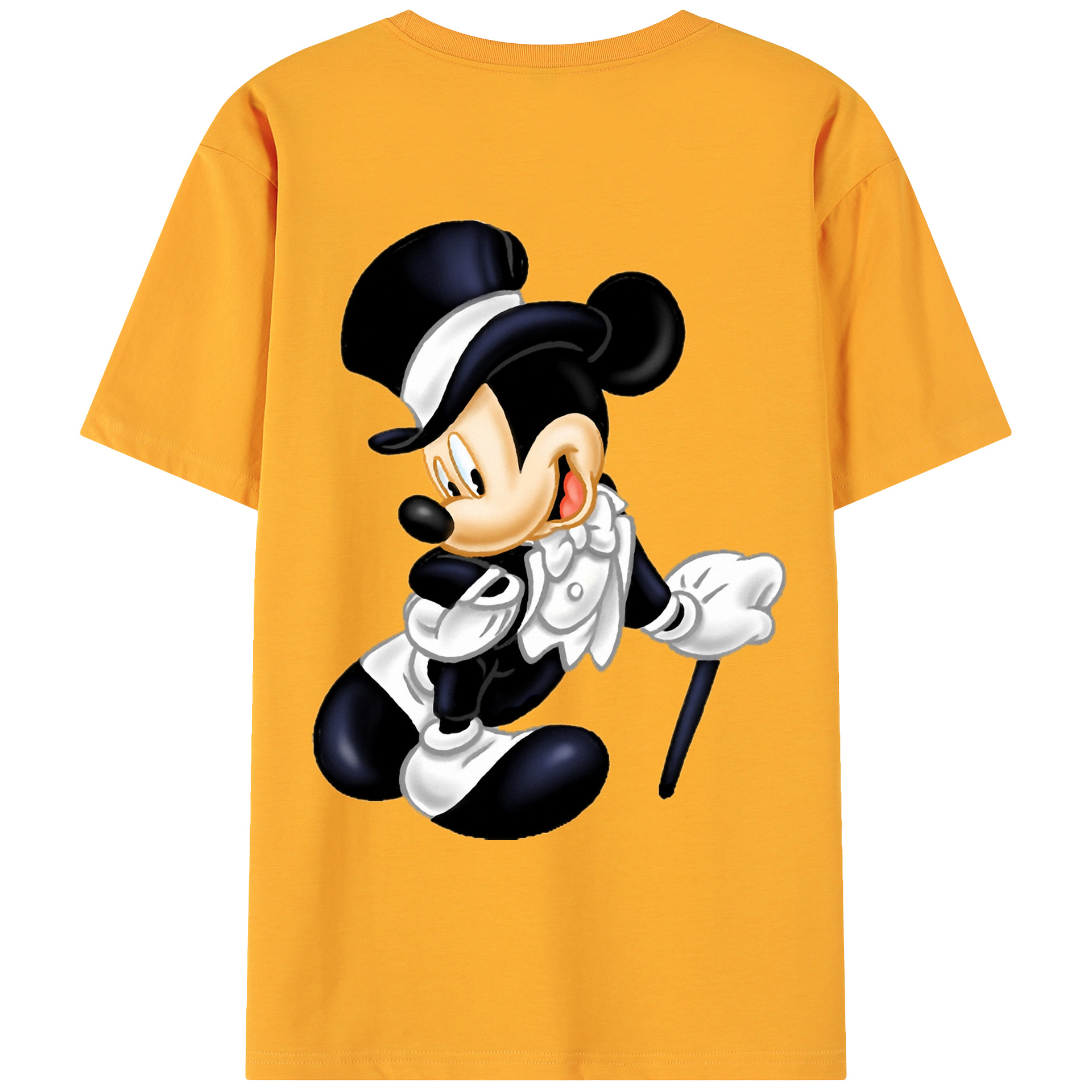 ミッキーマウス Mickey Mouse 綿100％ メンズ半袖Tシャツ（バックプリント） 通気性