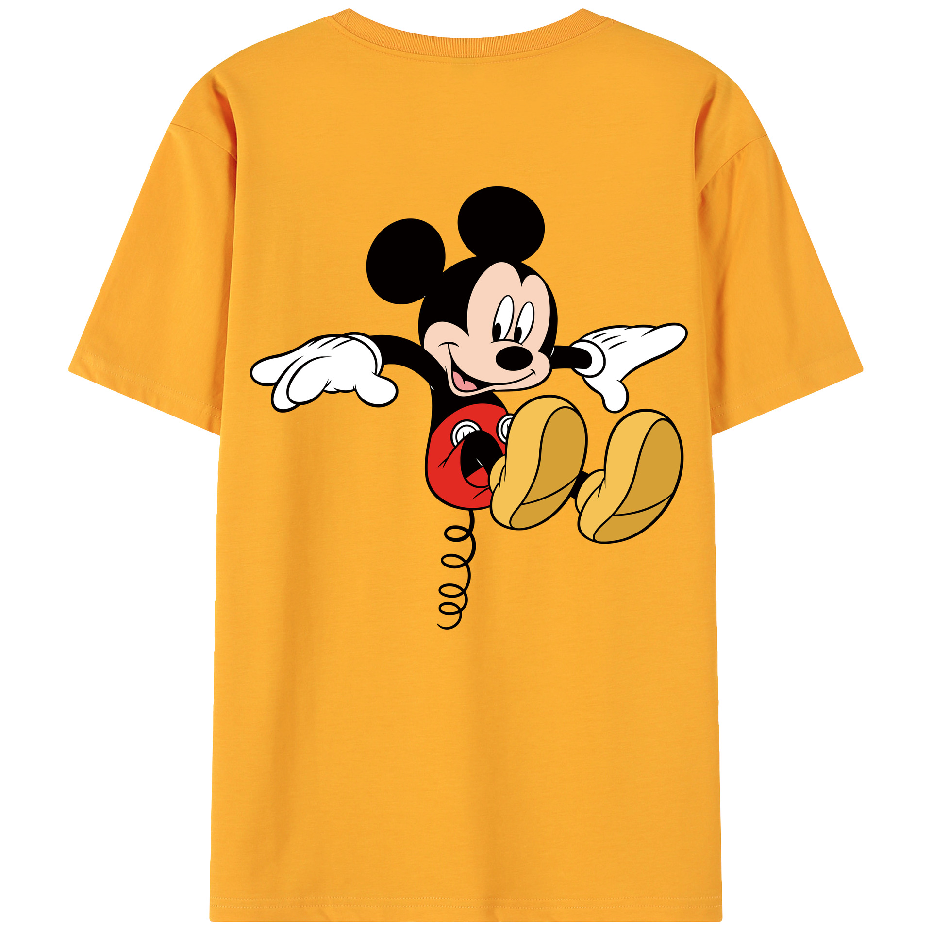 ミッキーマウス Mickey Mouse 綿100％ メンズ半袖Tシャツ（バックプリント） 通気性
