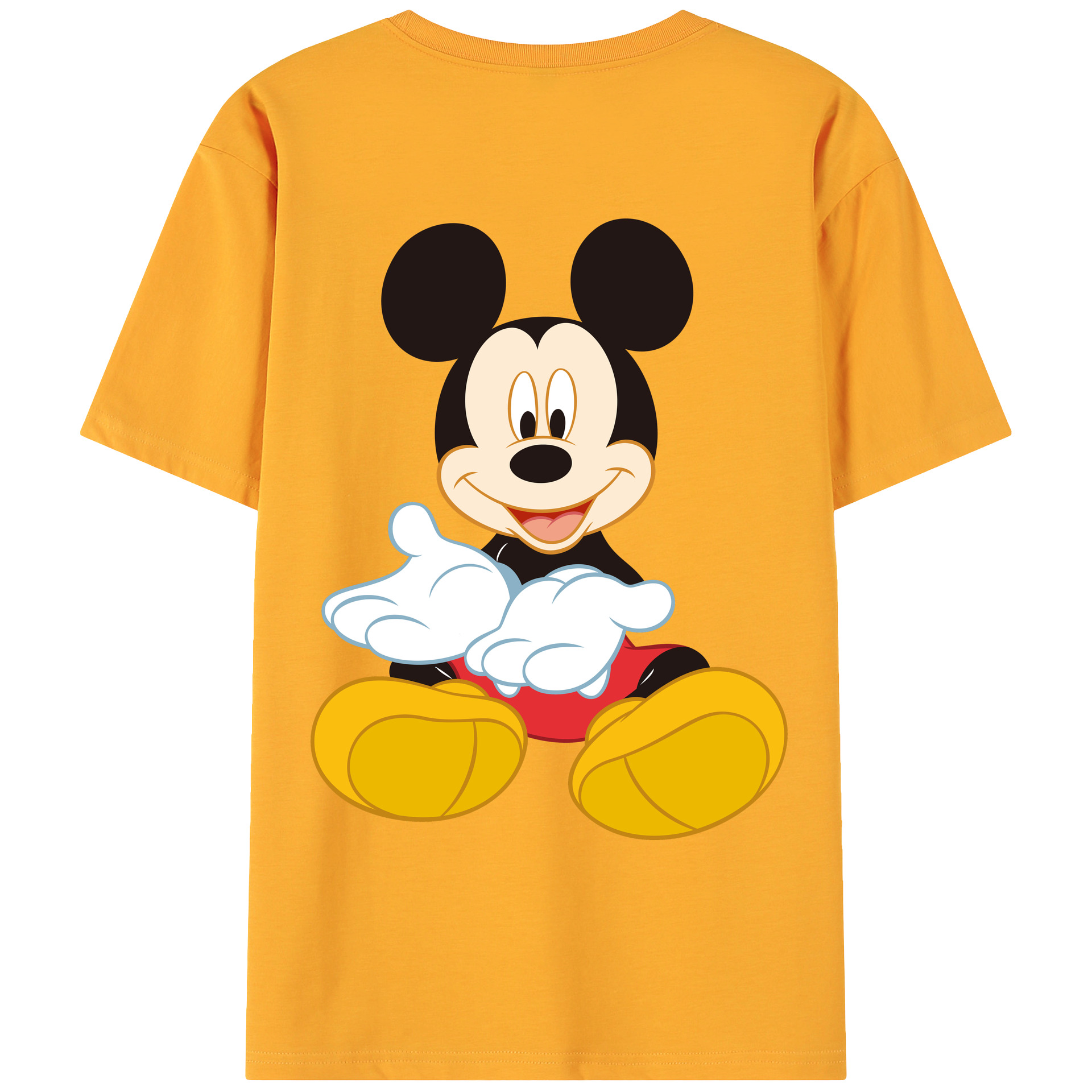 ミッキーマウス Mickey Mouse 綿100％ メンズ半袖Tシャツ（バックプリント） 通気性