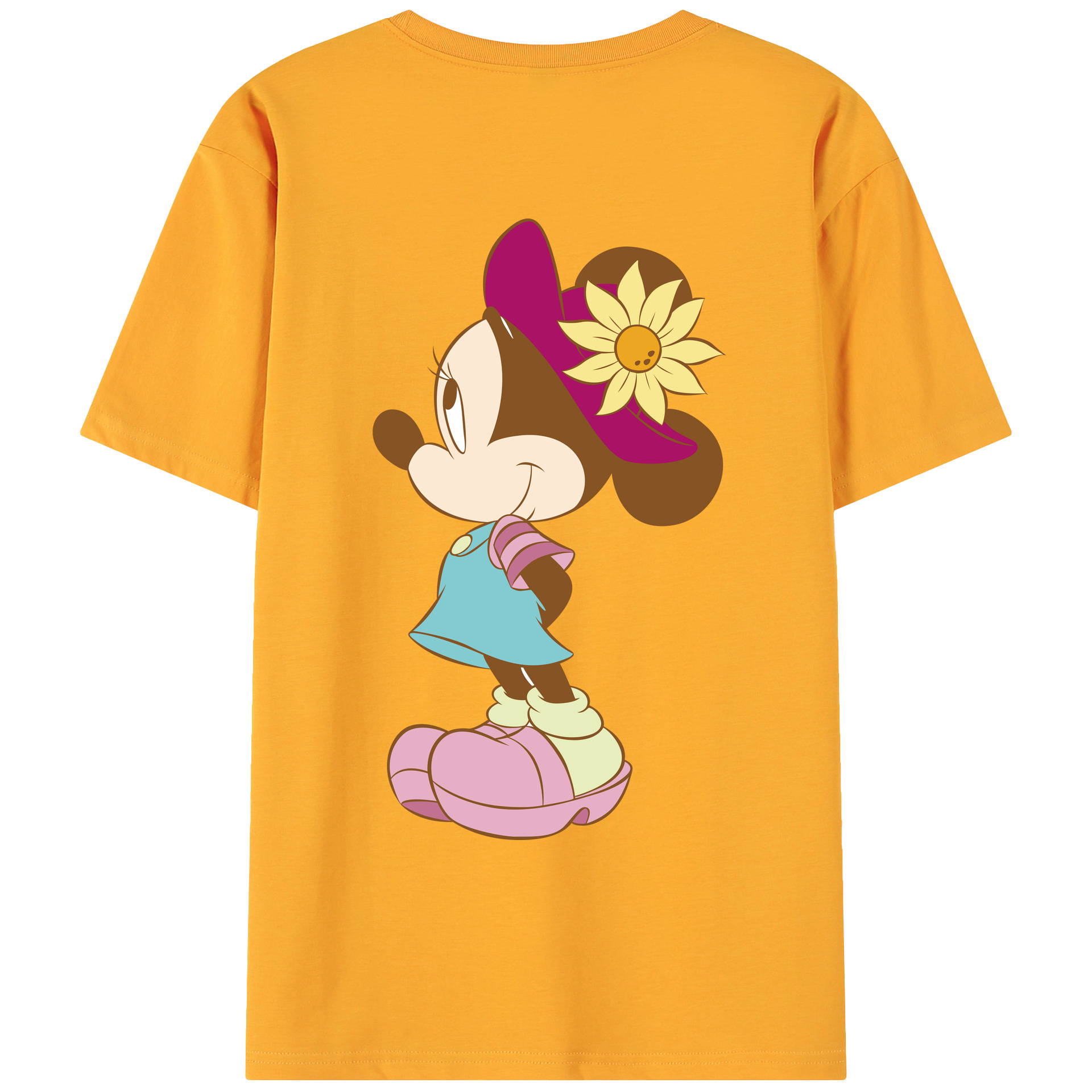 ミッキーマウス Mickey Mouse 綿100％ メンズ半袖Tシャツ（バックプリント） 通気性