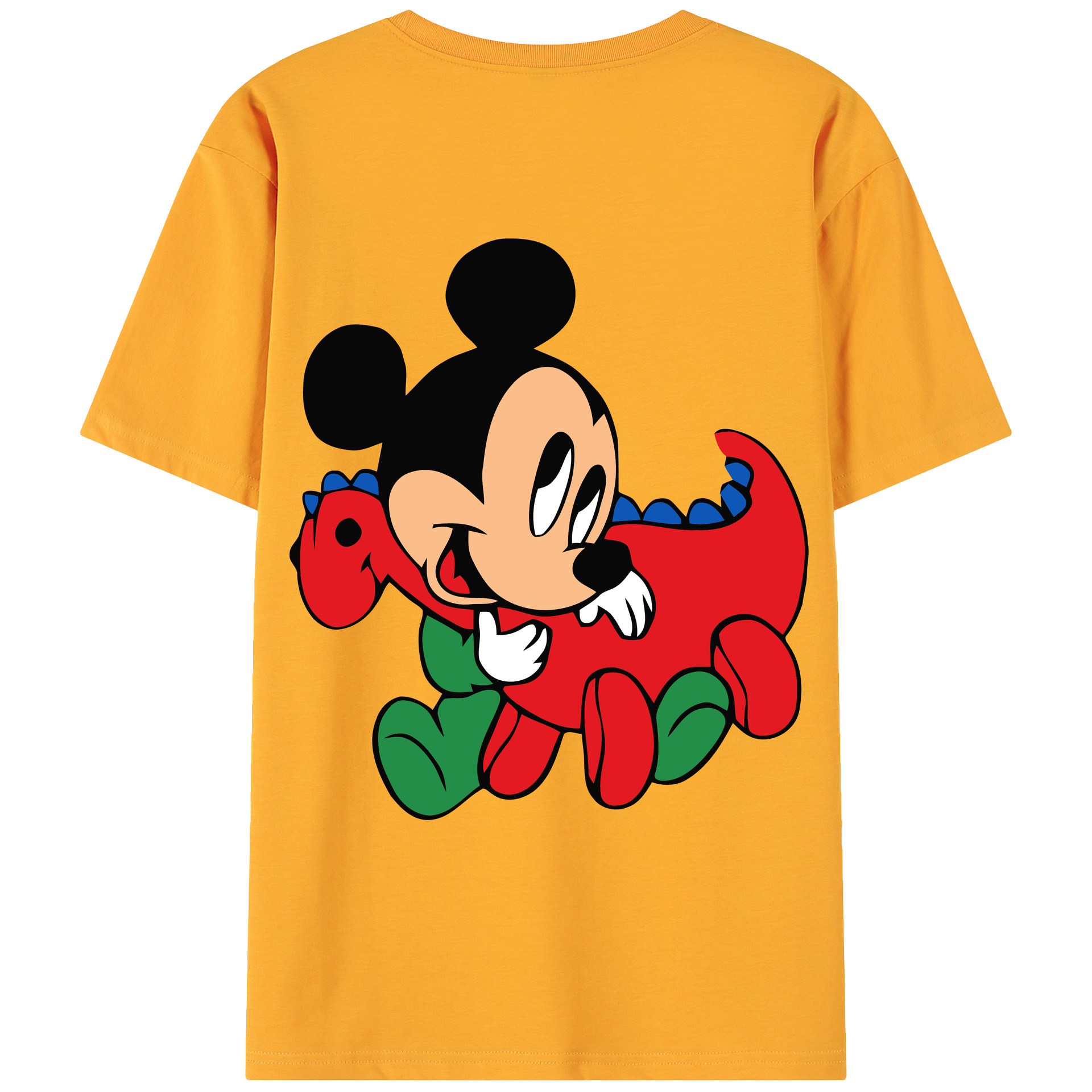 ミッキーマウス Mickey Mouse 綿100％ メンズ半袖Tシャツ（バックプリント） 通気性