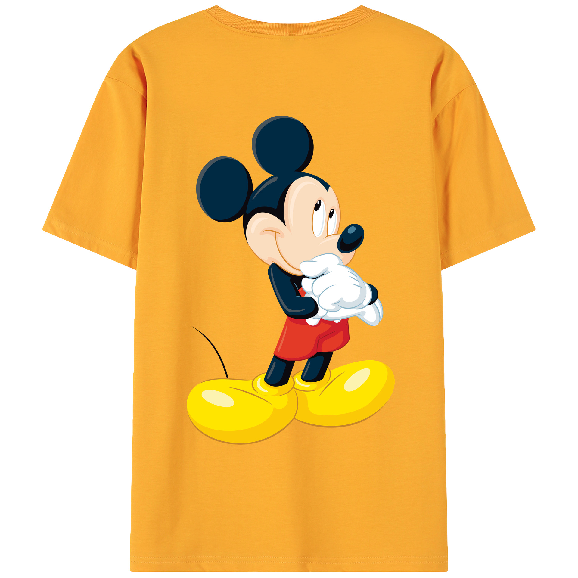 ミッキーマウス Mickey Mouse 綿100％ メンズ半袖Tシャツ（バックプリント） 通気性
