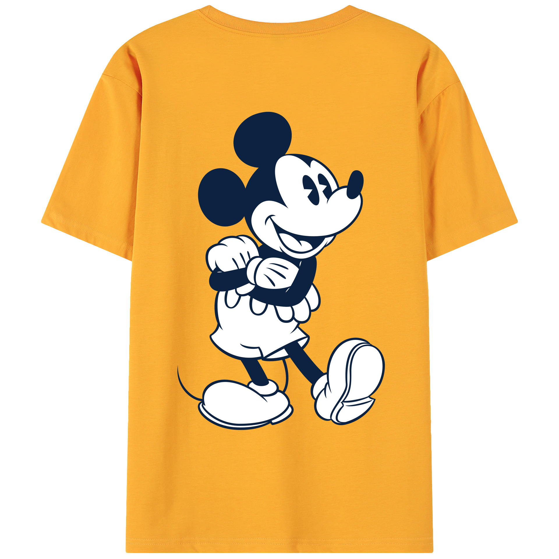 ミッキーマウス Mickey Mouse 綿100％ メンズ半袖Tシャツ（バックプリント） 通気性