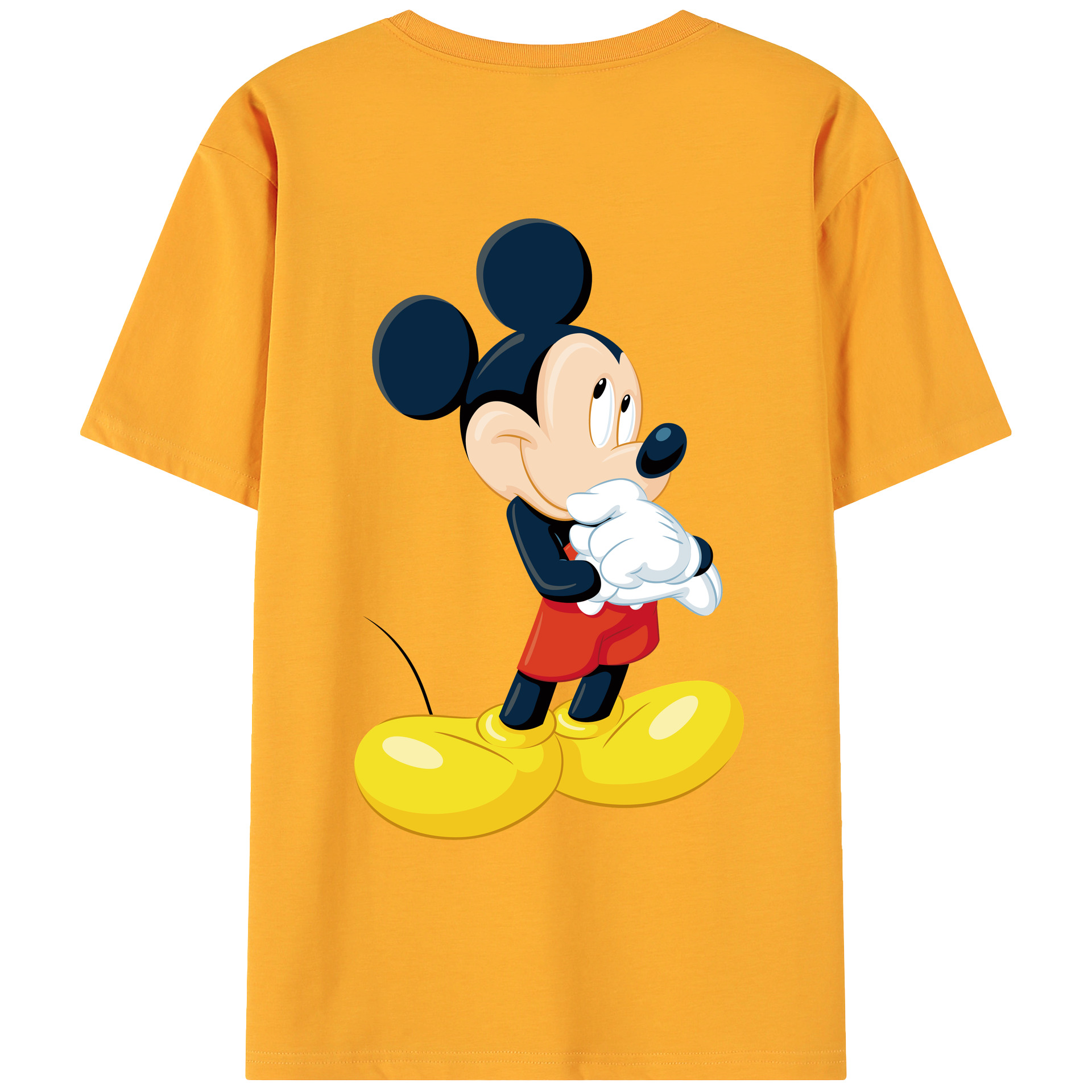 ミッキーマウス Mickey Mouse 綿100％ メンズ半袖Tシャツ（バックプリント） 通気性