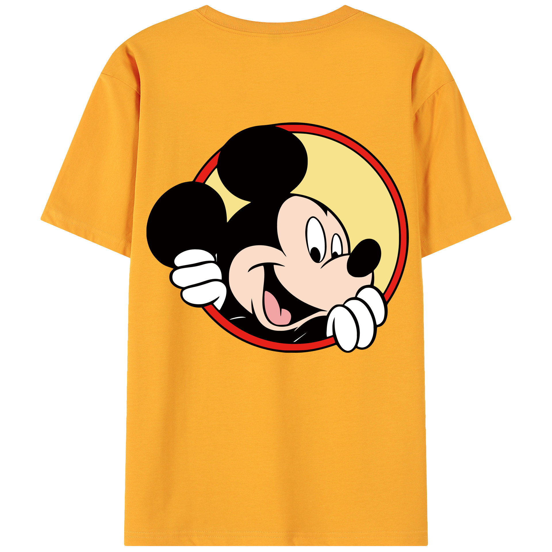 ミッキーマウス Mickey Mouse 綿100％ メンズ半袖Tシャツ（バックプリント） 通気性