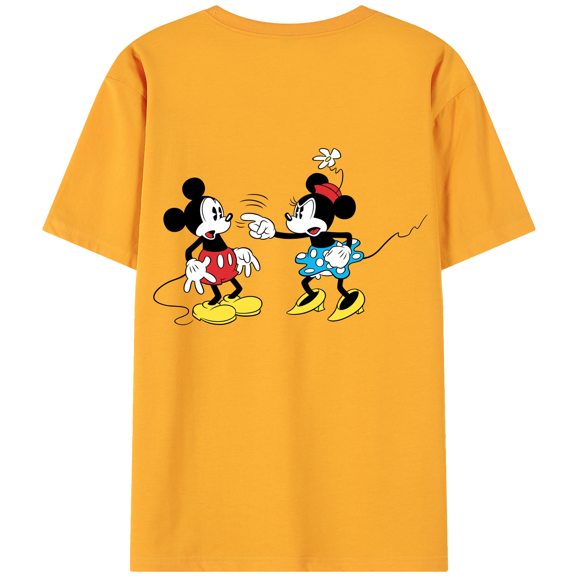 ミッキーマウス Mickey Mouse 綿100％ メンズ半袖Tシャツ（バックプリント） 通気性