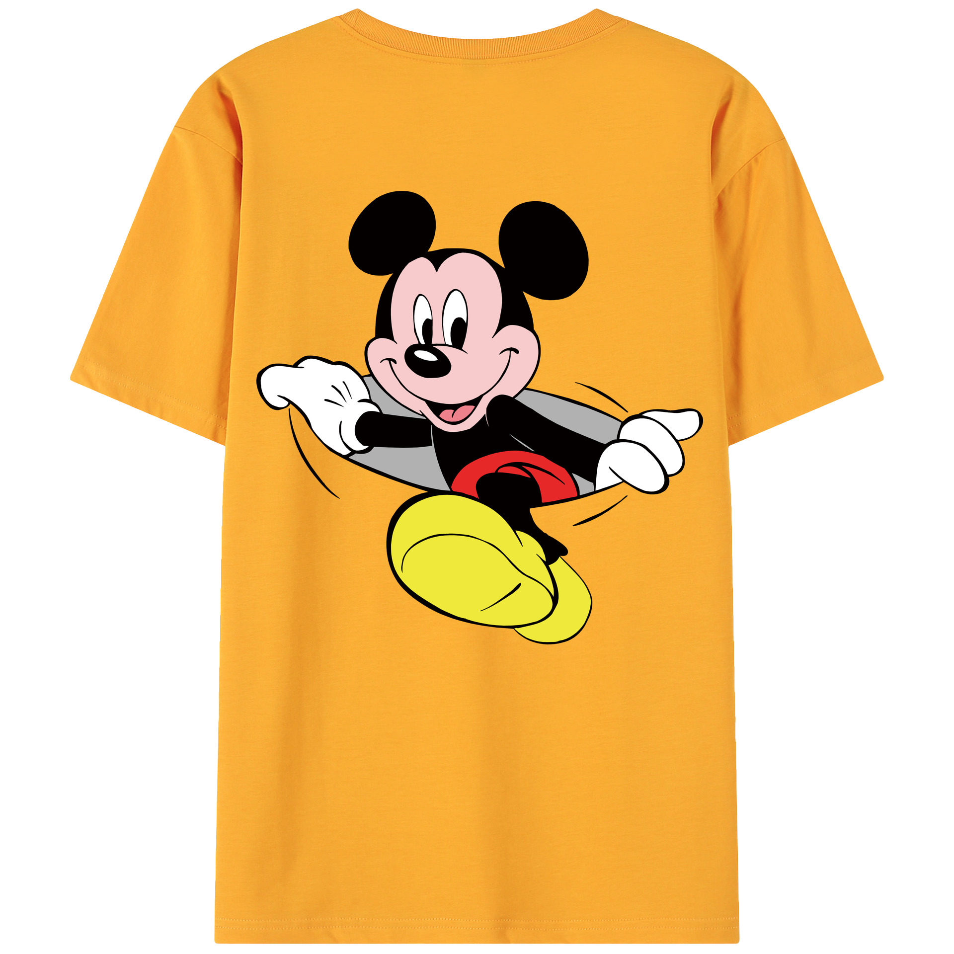 ミッキーマウス Mickey Mouse 綿100％ メンズ半袖Tシャツ（バックプリント） 通気性