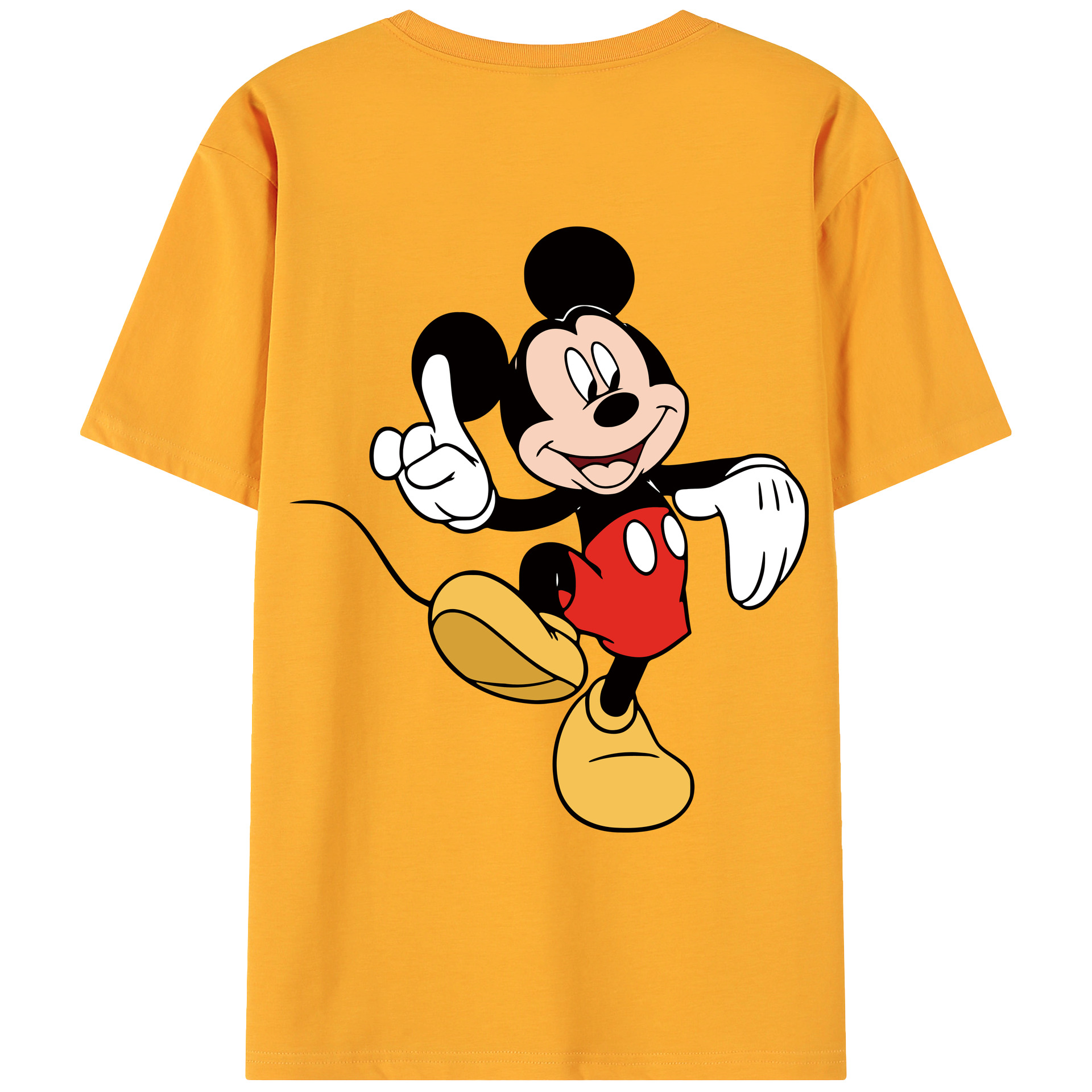 ミッキーマウス Mickey Mouse 綿100％ メンズ半袖Tシャツ（バックプリント） 通気性