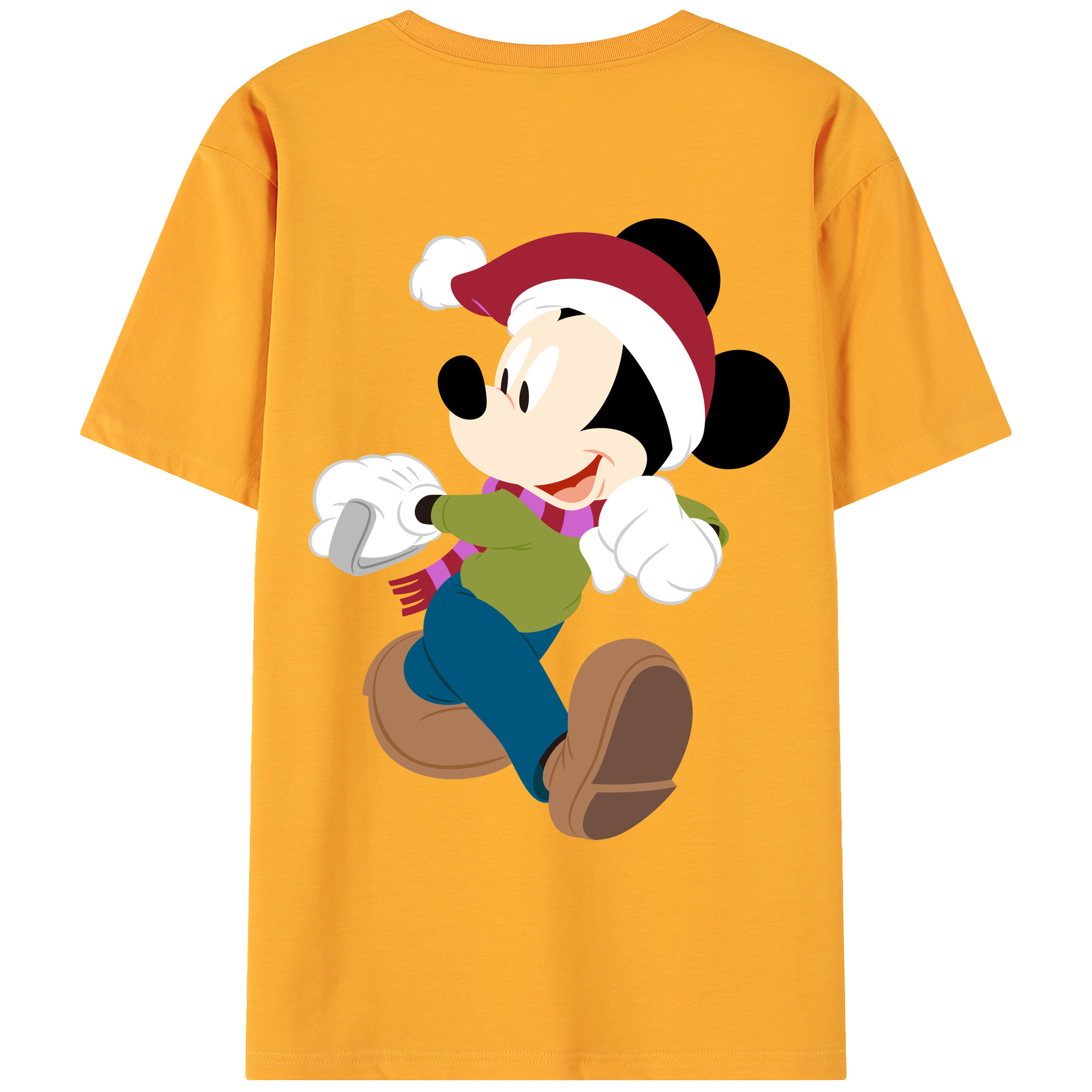ミッキーマウス Mickey Mouse 綿100％ メンズ半袖Tシャツ（バックプリント） 通気性
