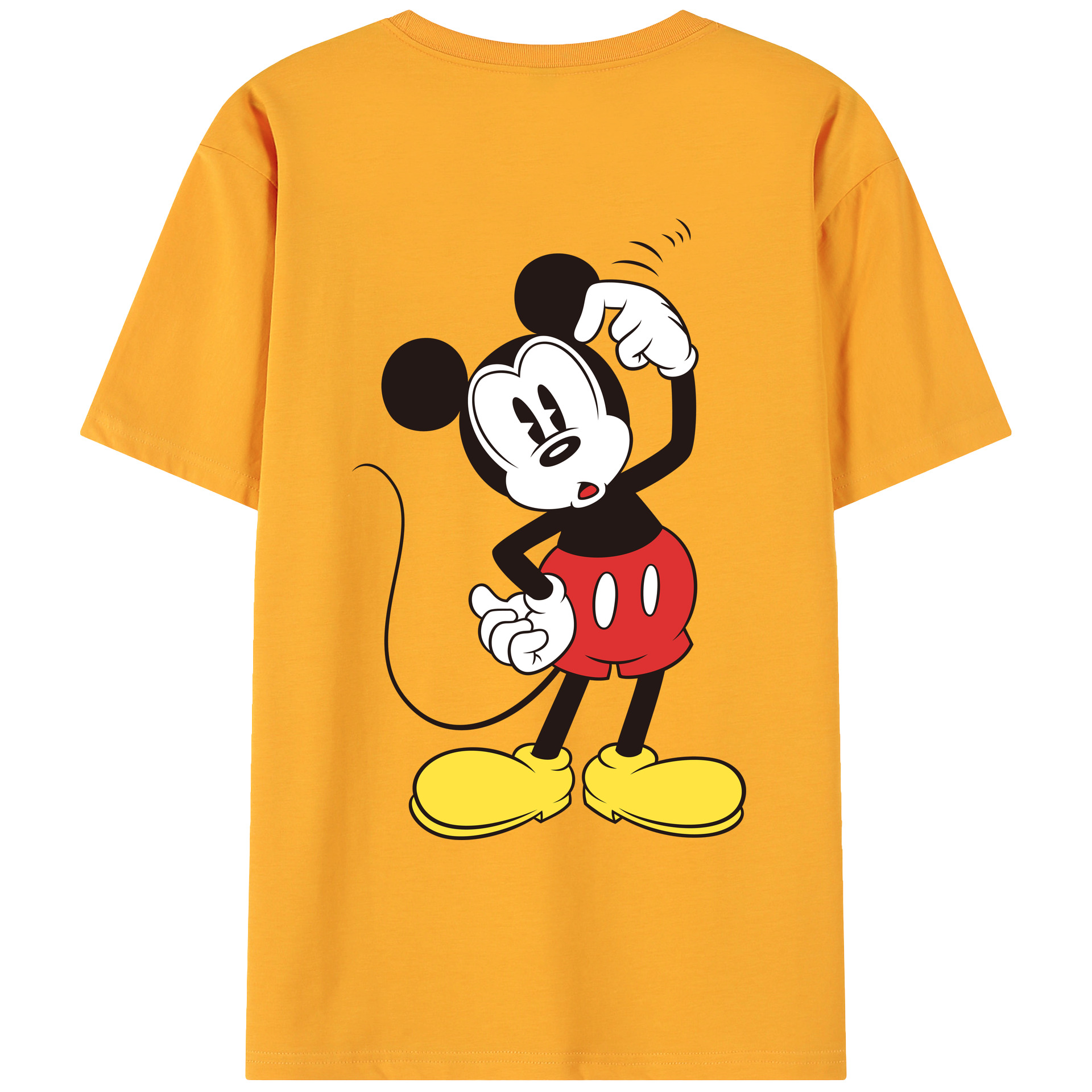 ミッキーマウス Mickey Mouse 綿100％ メンズ半袖Tシャツ（バックプリント） 通気性