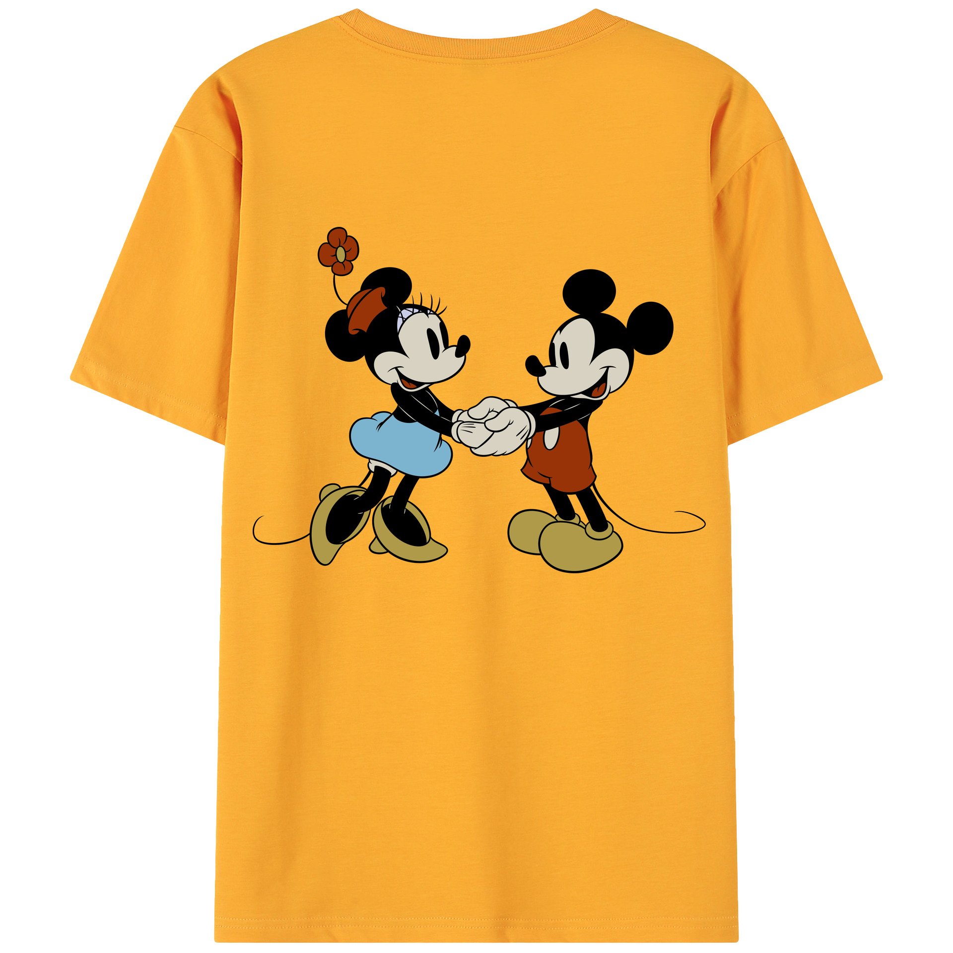 ミッキーマウス Mickey Mouse 綿100％ メンズ半袖Tシャツ（バックプリント） 通気性