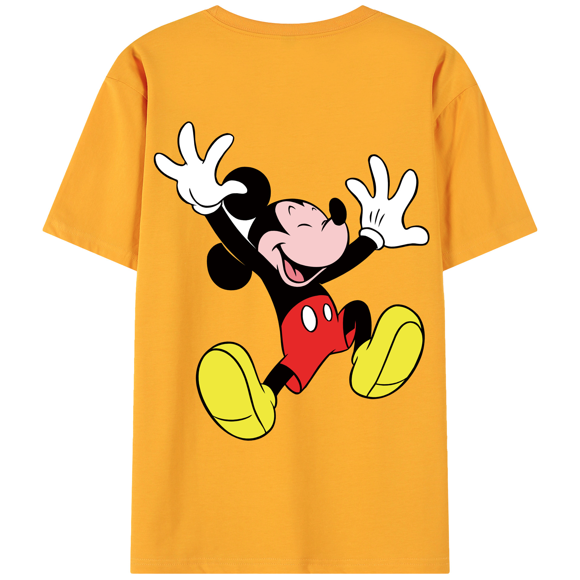 ミッキーマウス Mickey Mouse 綿100％ メンズ半袖Tシャツ（バックプリント） 通気性