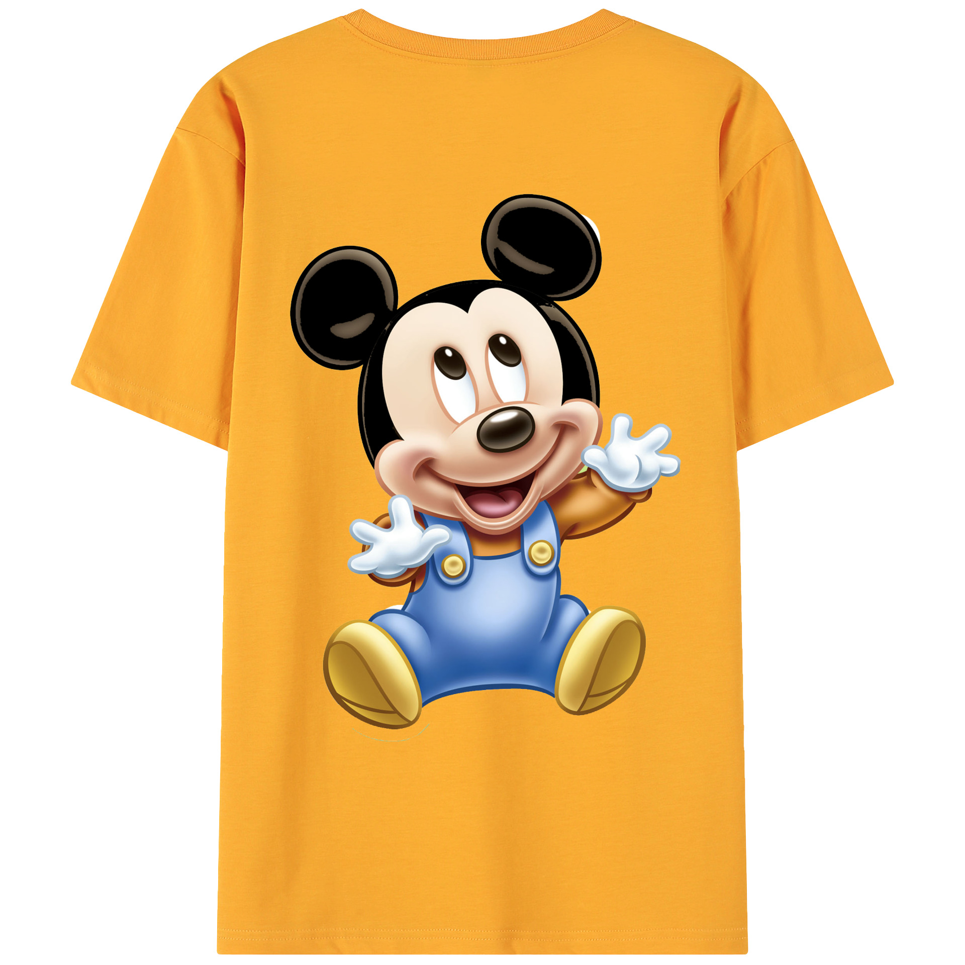 ミッキーマウス Mickey Mouse 綿100％ メンズ半袖Tシャツ（バックプリント） 通気性