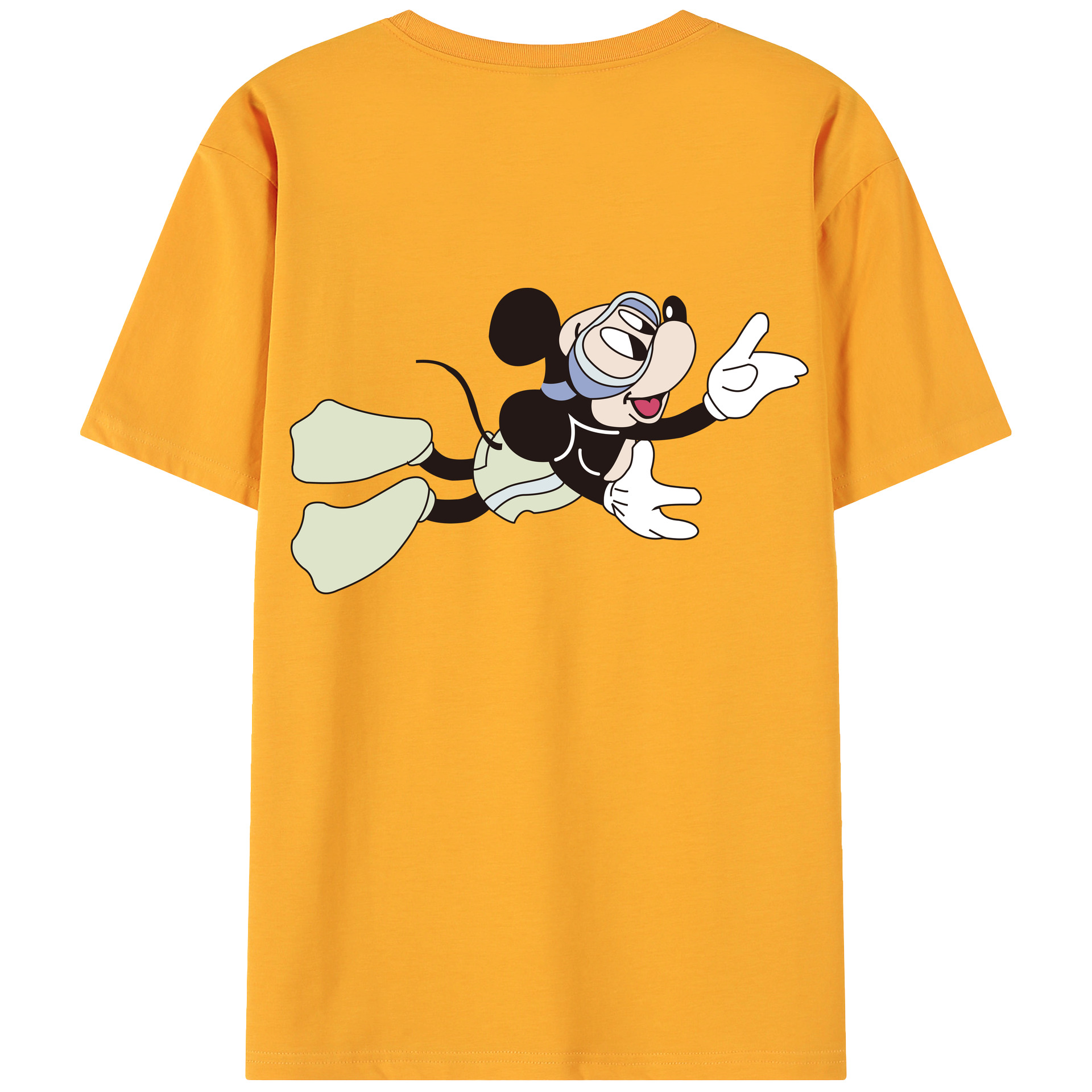 ミッキーマウス Mickey Mouse 綿100％ メンズ半袖Tシャツ（バックプリント） 通気性