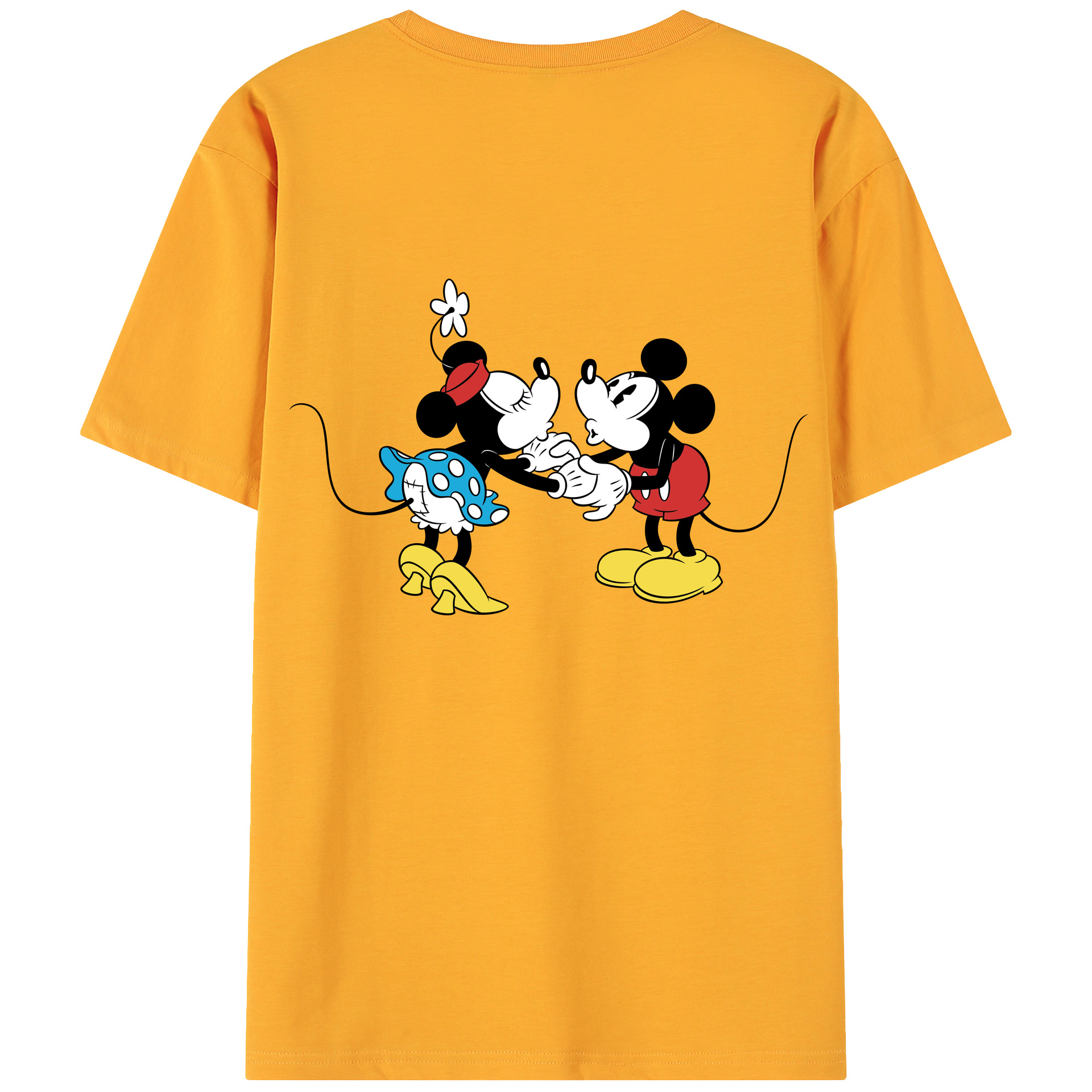 ミッキーマウス Mickey Mouse 綿100％ メンズ半袖Tシャツ（バックプリント） 通気性