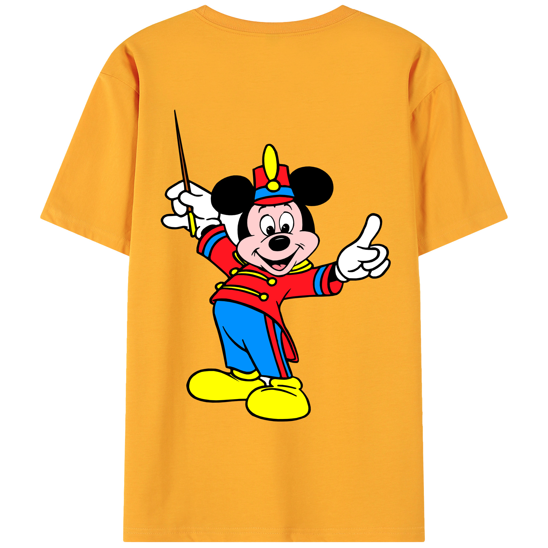 ミッキーマウス Mickey Mouse 綿100％ メンズ半袖Tシャツ（バックプリント） 通気性
