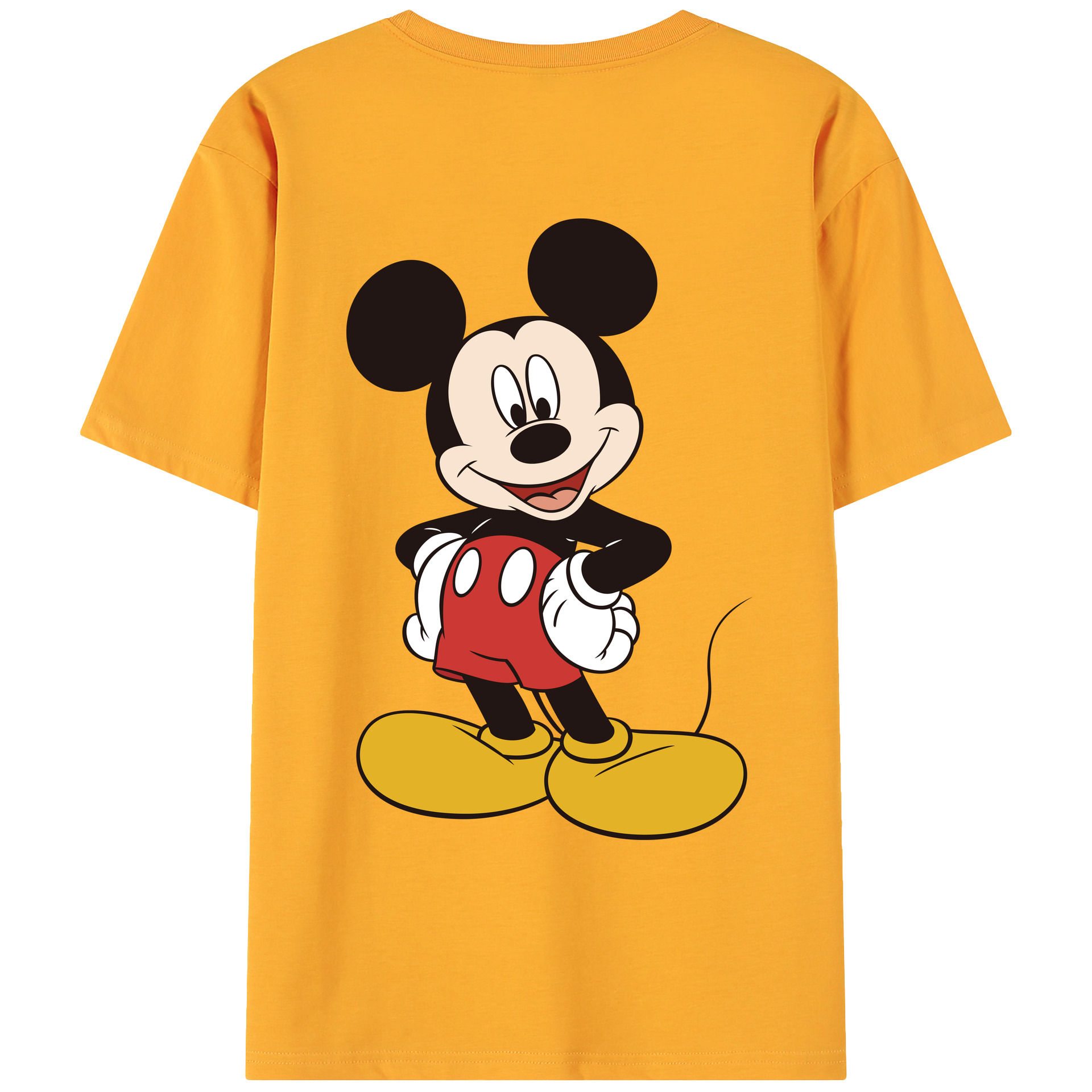 ミッキーマウス Mickey Mouse 綿100％ メンズ半袖Tシャツ（バックプリント） 通気性