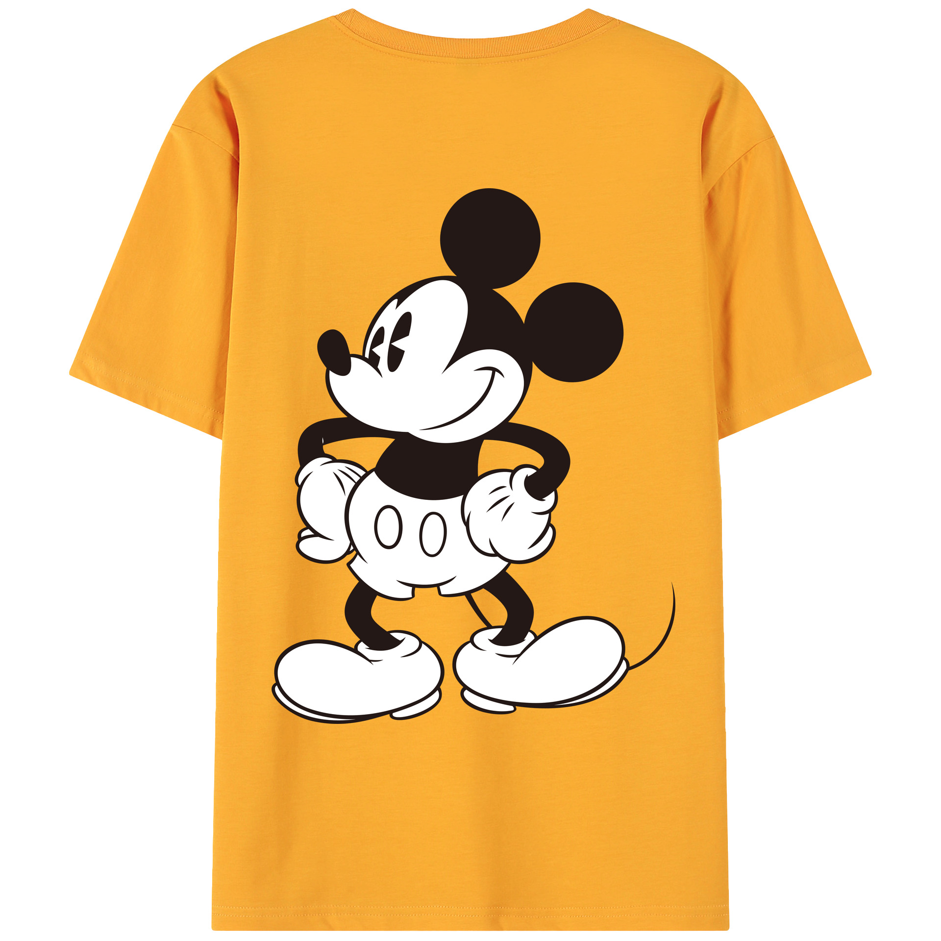 ミッキーマウス Mickey Mouse 綿100％ メンズ半袖Tシャツ（バックプリント） 通気性