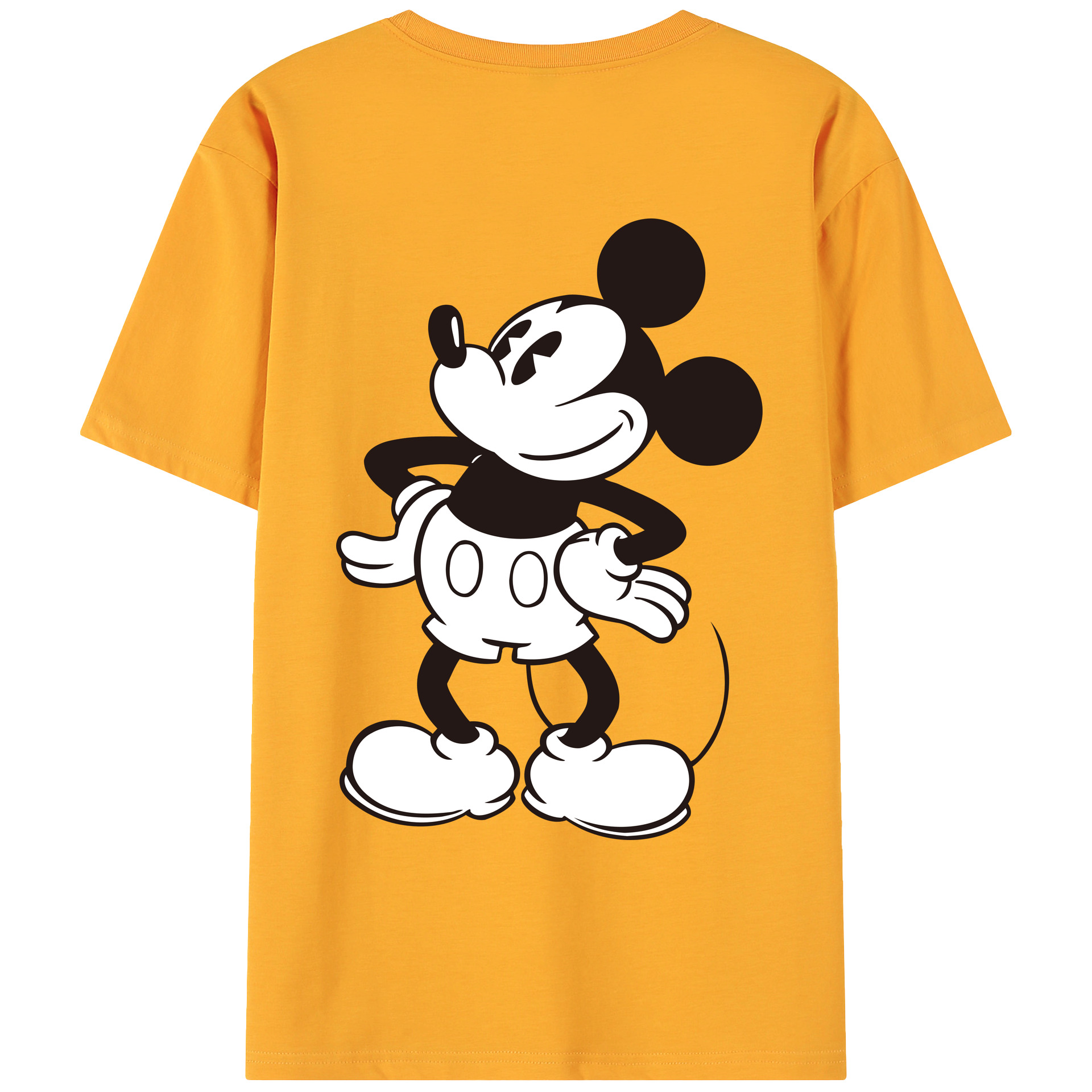 ミッキーマウス Mickey Mouse 綿100％ メンズ半袖Tシャツ（バックプリント） 通気性