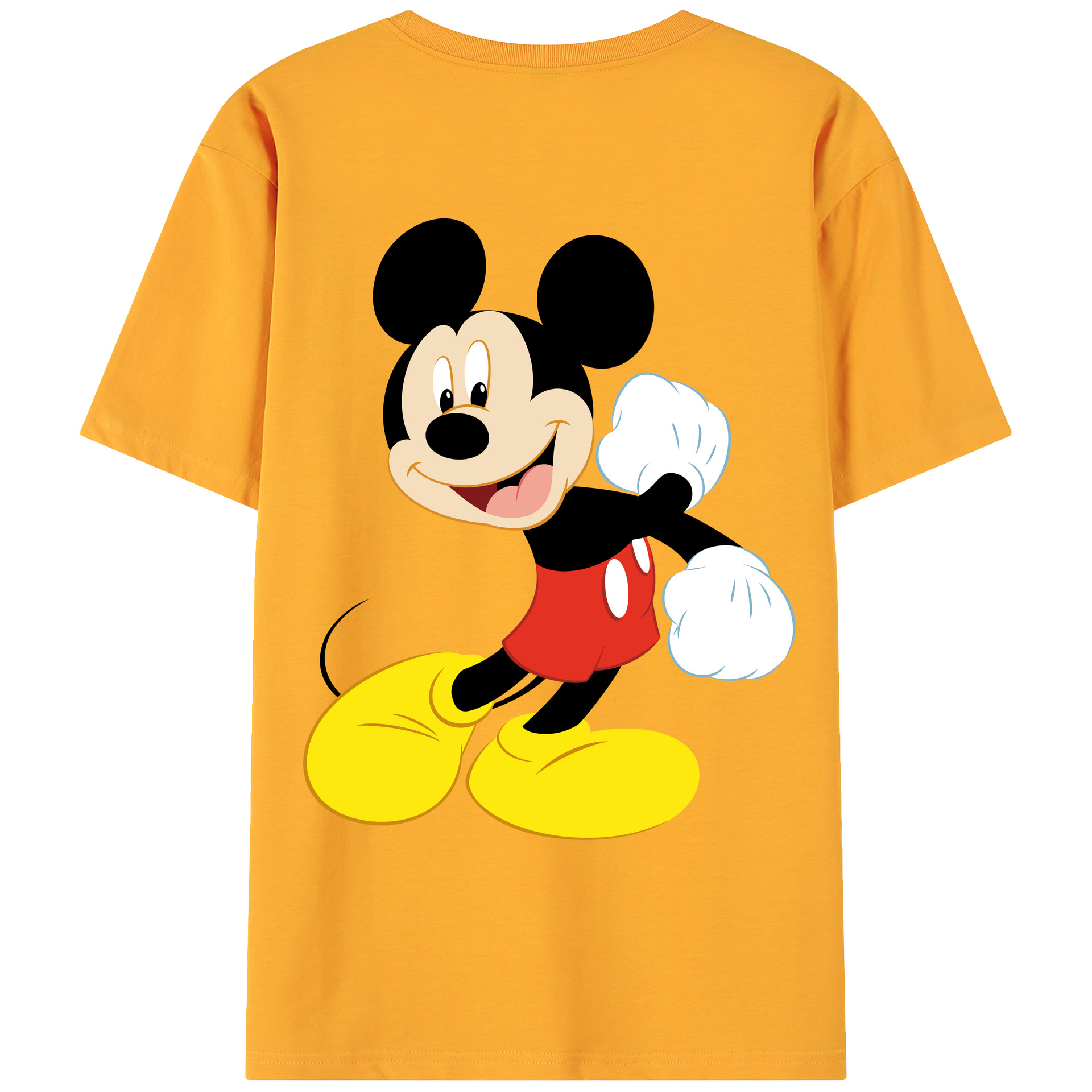 ミッキーマウス Mickey Mouse 綿100％ メンズ半袖Tシャツ（バックプリント） 通気性