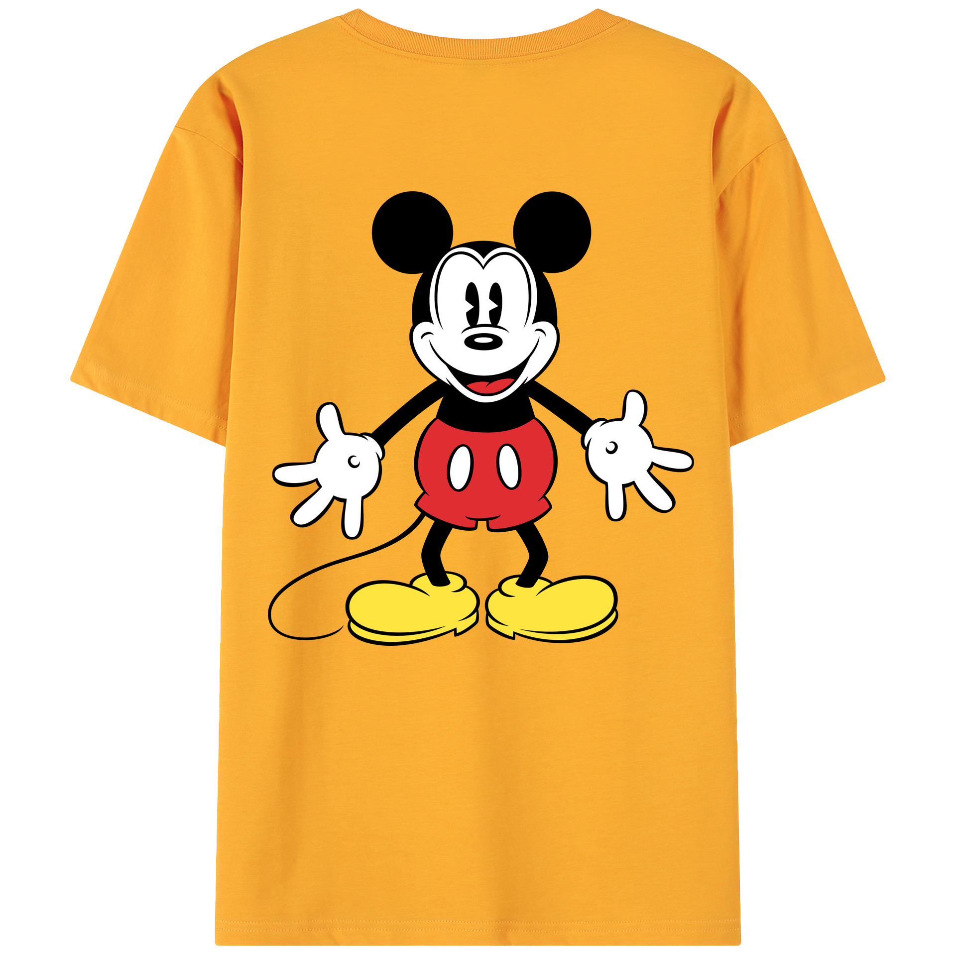 ミッキーマウス Mickey Mouse 綿100％ メンズ半袖Tシャツ（バックプリント） 通気性