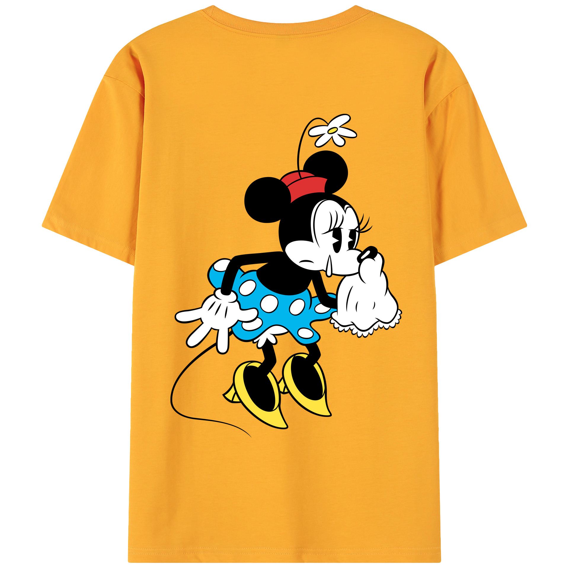 ミッキーマウス Mickey Mouse 綿100％ メンズ半袖Tシャツ（バックプリント） 通気性