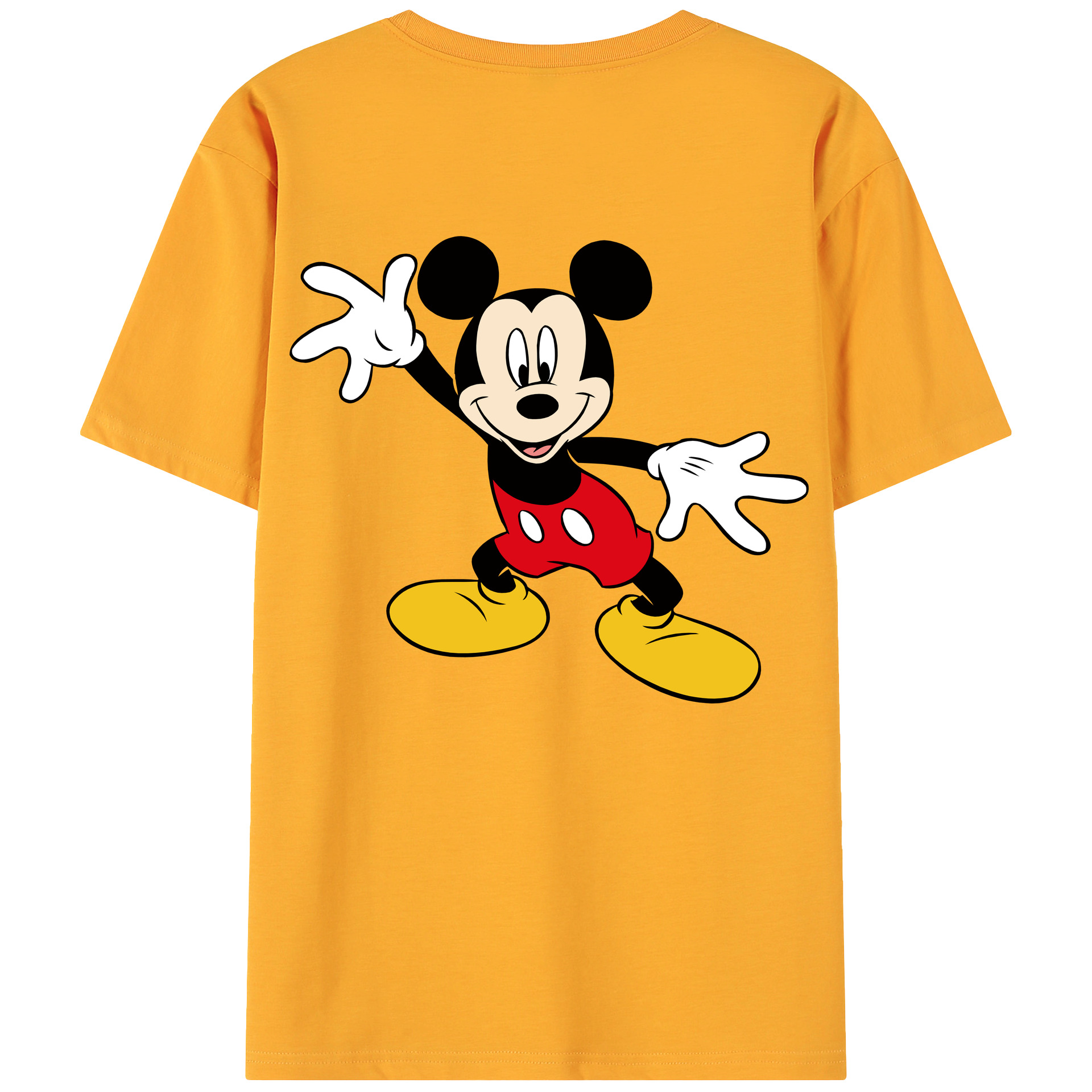 ミッキーマウス Mickey Mouse 綿100％ メンズ半袖Tシャツ（バックプリント） 通気性