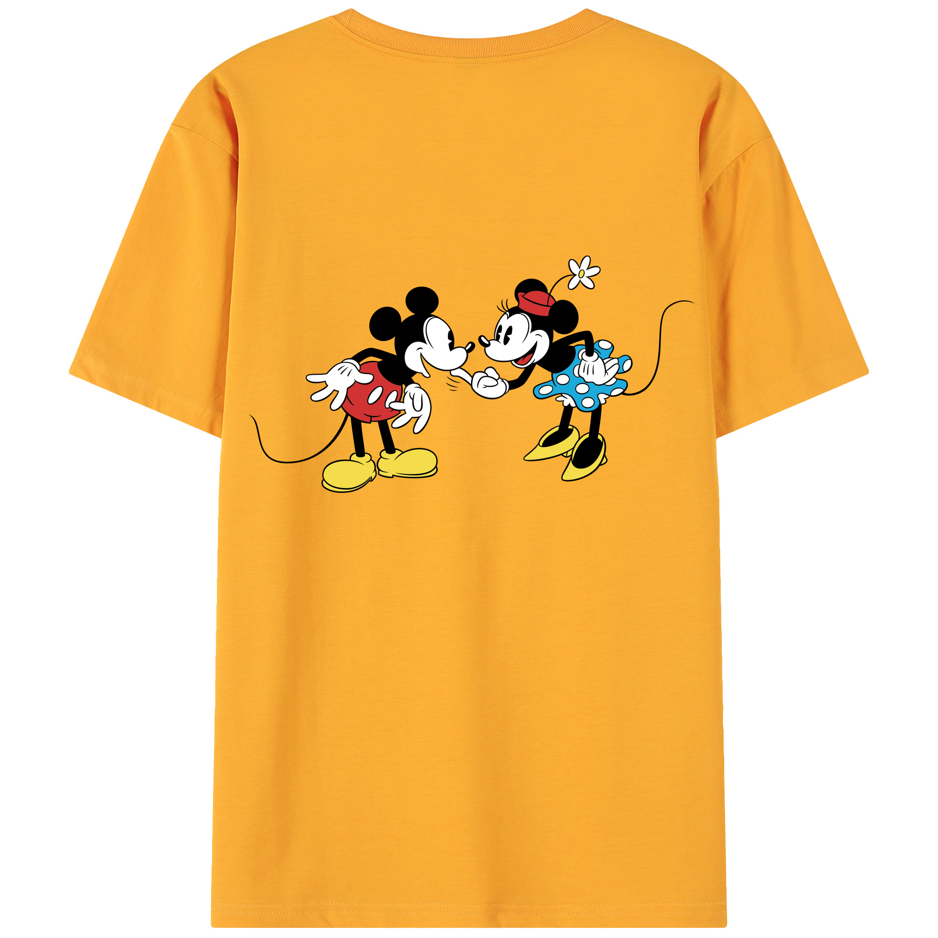 ミッキーマウス Mickey Mouse 綿100％ メンズ半袖Tシャツ（バックプリント） 通気性
