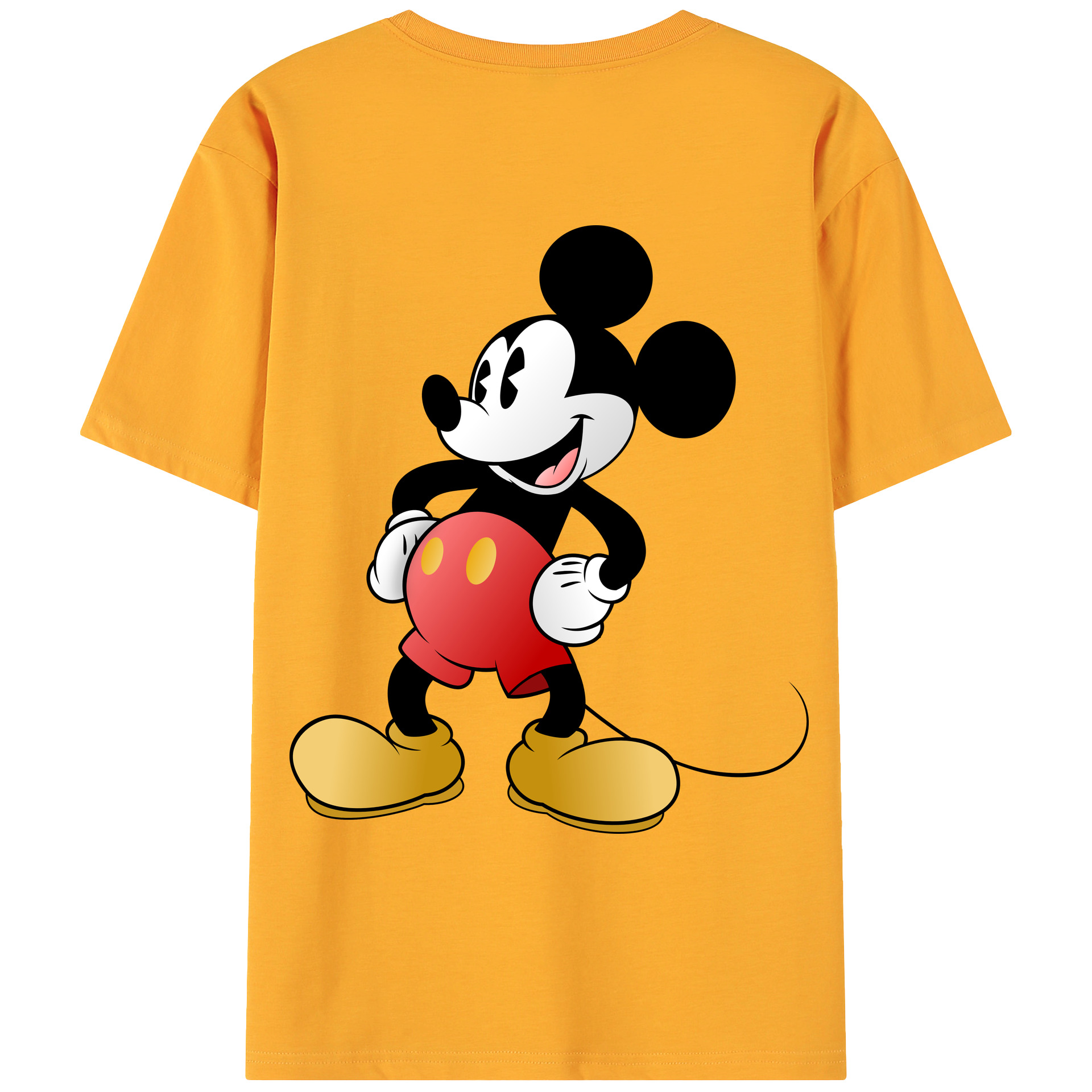 ミッキーマウス Mickey Mouse 綿100％ メンズ半袖Tシャツ（バックプリント） 通気性