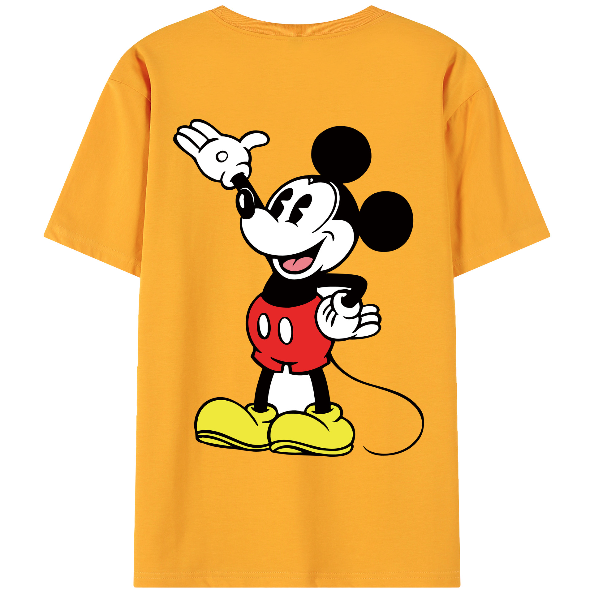 ミッキーマウス Mickey Mouse 綿100％ メンズ半袖Tシャツ（バックプリント） 通気性