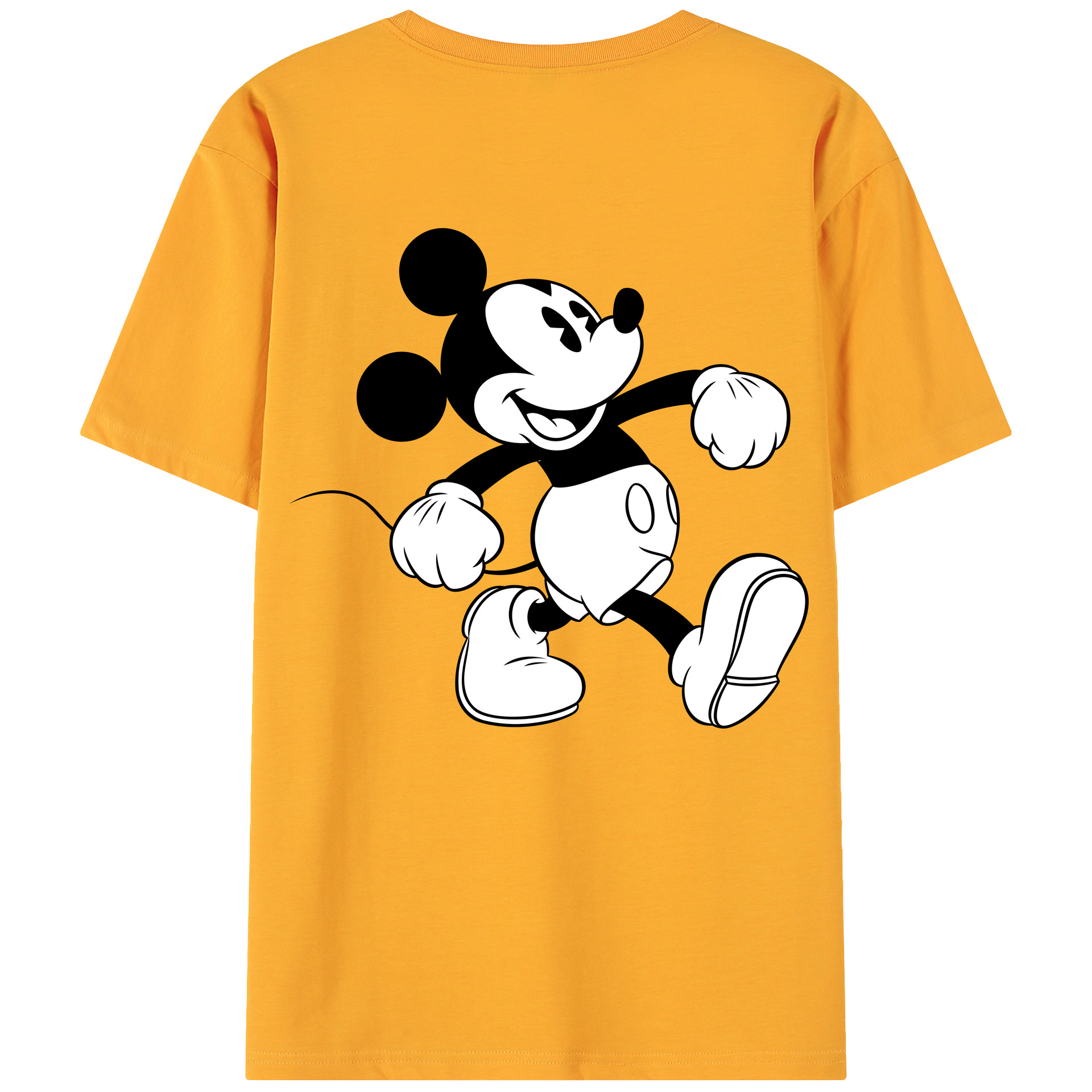 ミッキーマウス Mickey Mouse 綿100％ メンズ半袖Tシャツ（バックプリント） 通気性