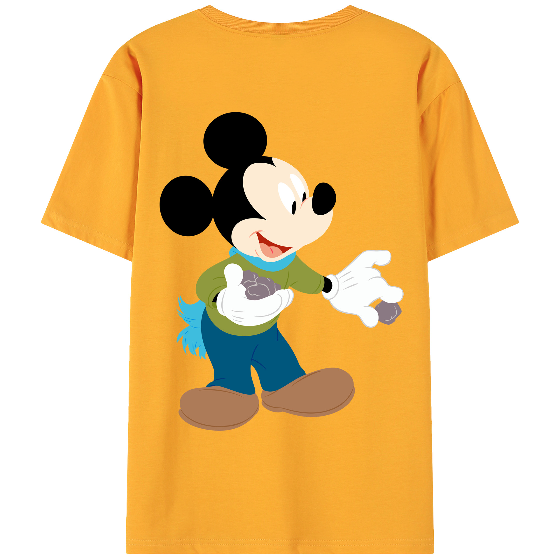 ミッキーマウス Mickey Mouse 綿100％ メンズ半袖Tシャツ（バックプリント） 通気性