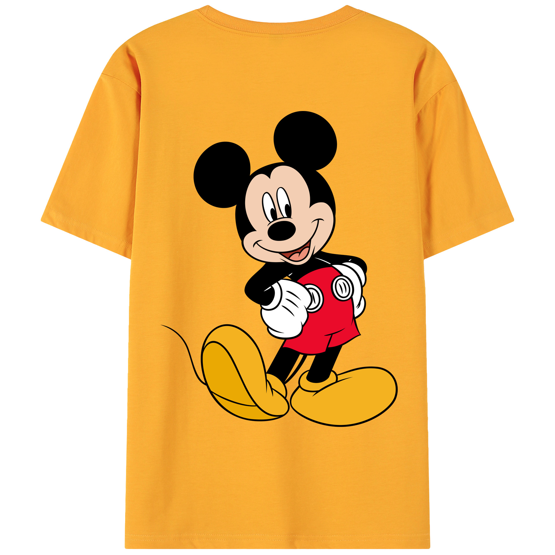 ミッキーマウス Mickey Mouse 綿100％ メンズ半袖Tシャツ（バックプリント） 通気性