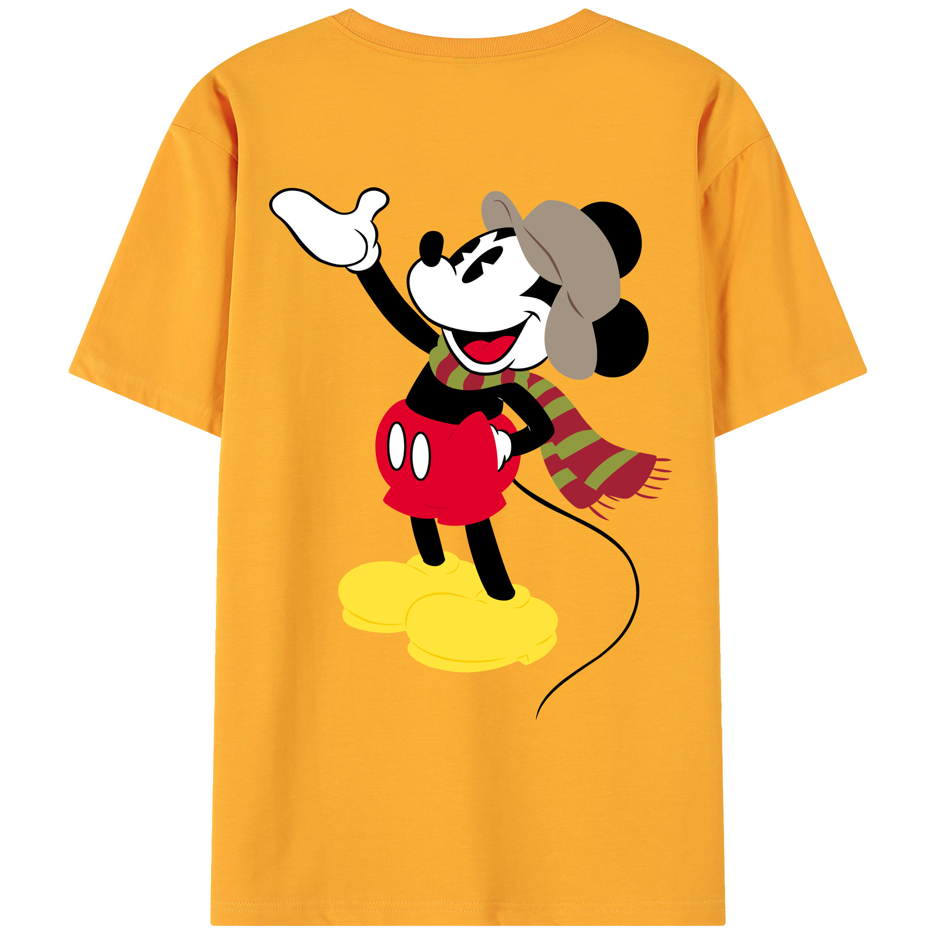 ミッキーマウス Mickey Mouse 綿100％ メンズ半袖Tシャツ（バックプリント） 通気性
