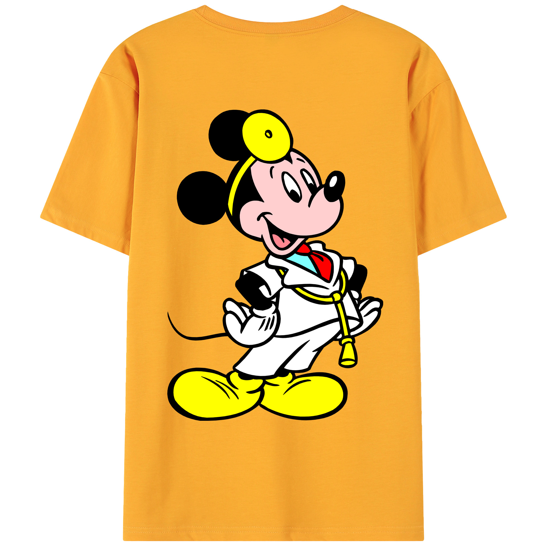 ミッキーマウス Mickey Mouse 綿100％ メンズ半袖Tシャツ（バックプリント） 通気性