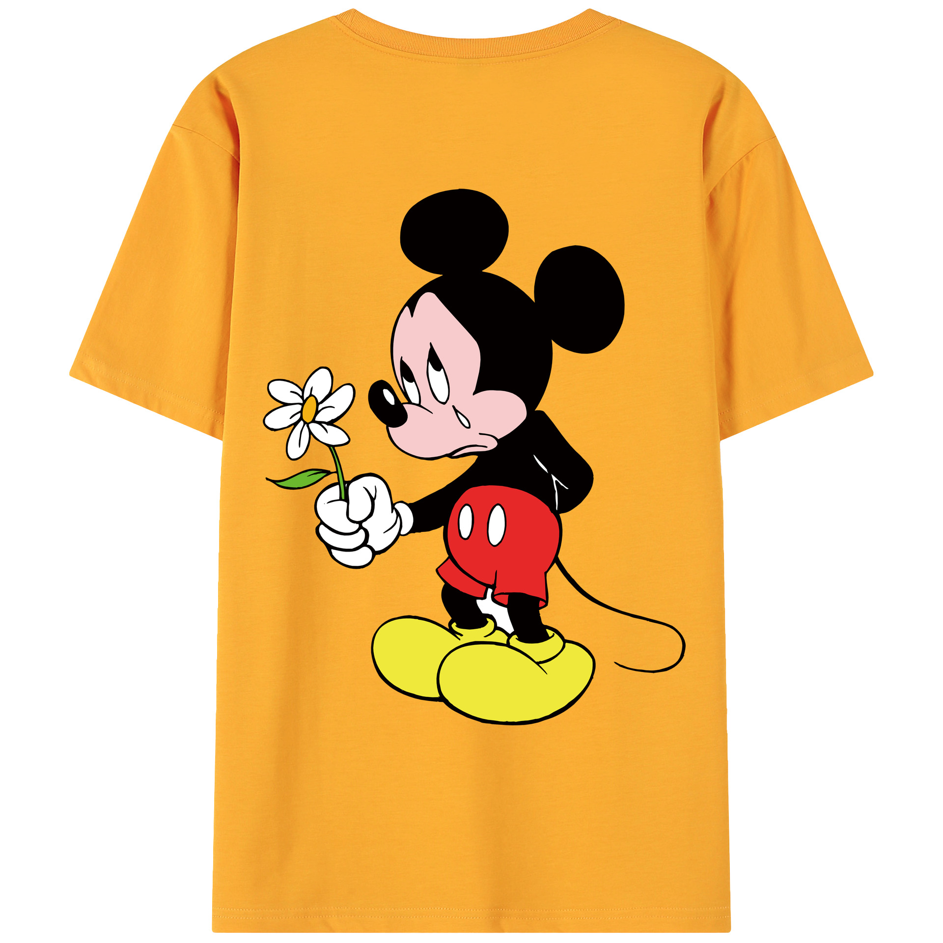 ミッキーマウス Mickey Mouse 綿100％ メンズ半袖Tシャツ（バックプリント） 通気性