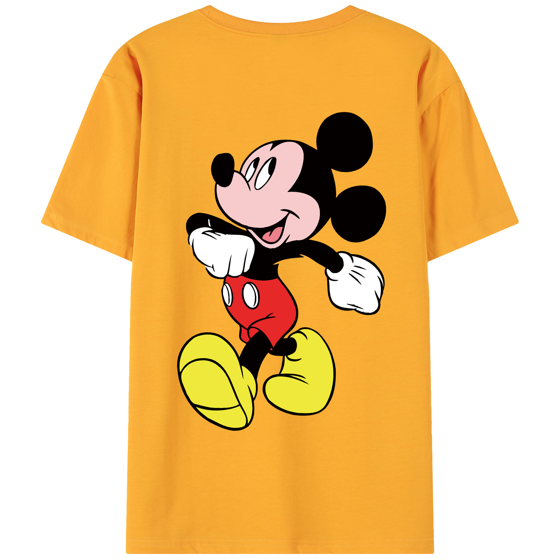 ミッキーマウス Mickey Mouse 綿100％ メンズ半袖Tシャツ（バックプリント） 通気性