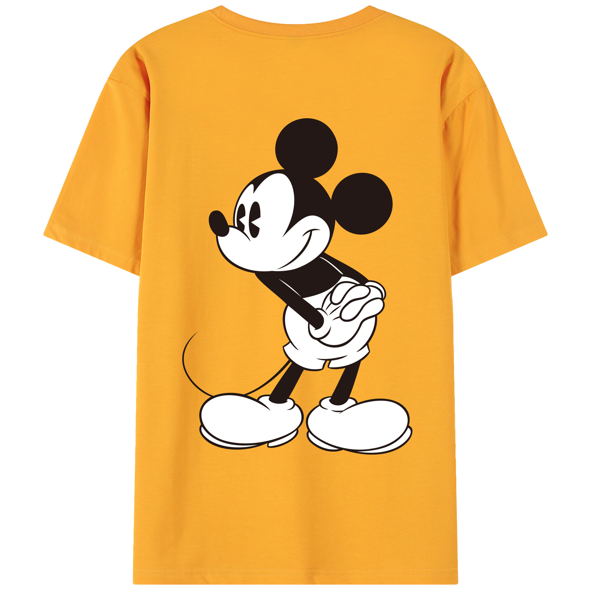 ミッキーマウス Mickey Mouse 綿100％ メンズ半袖Tシャツ（バックプリント） 通気性