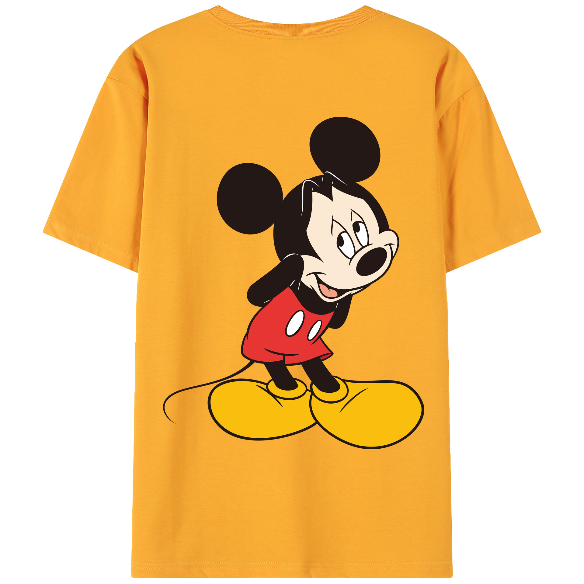 ミッキーマウス Mickey Mouse 綿100％ メンズ半袖Tシャツ（バックプリント） 通気性