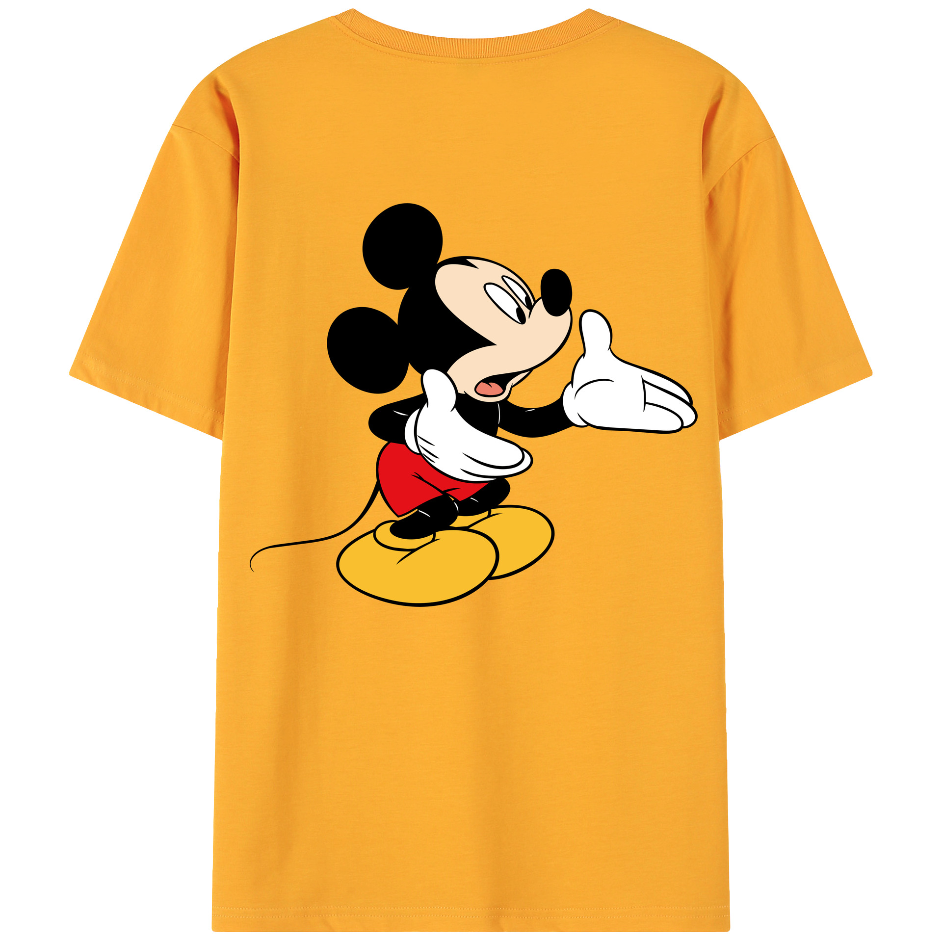 ミッキーマウス Mickey Mouse 綿100％ メンズ半袖Tシャツ（バックプリント） 通気性