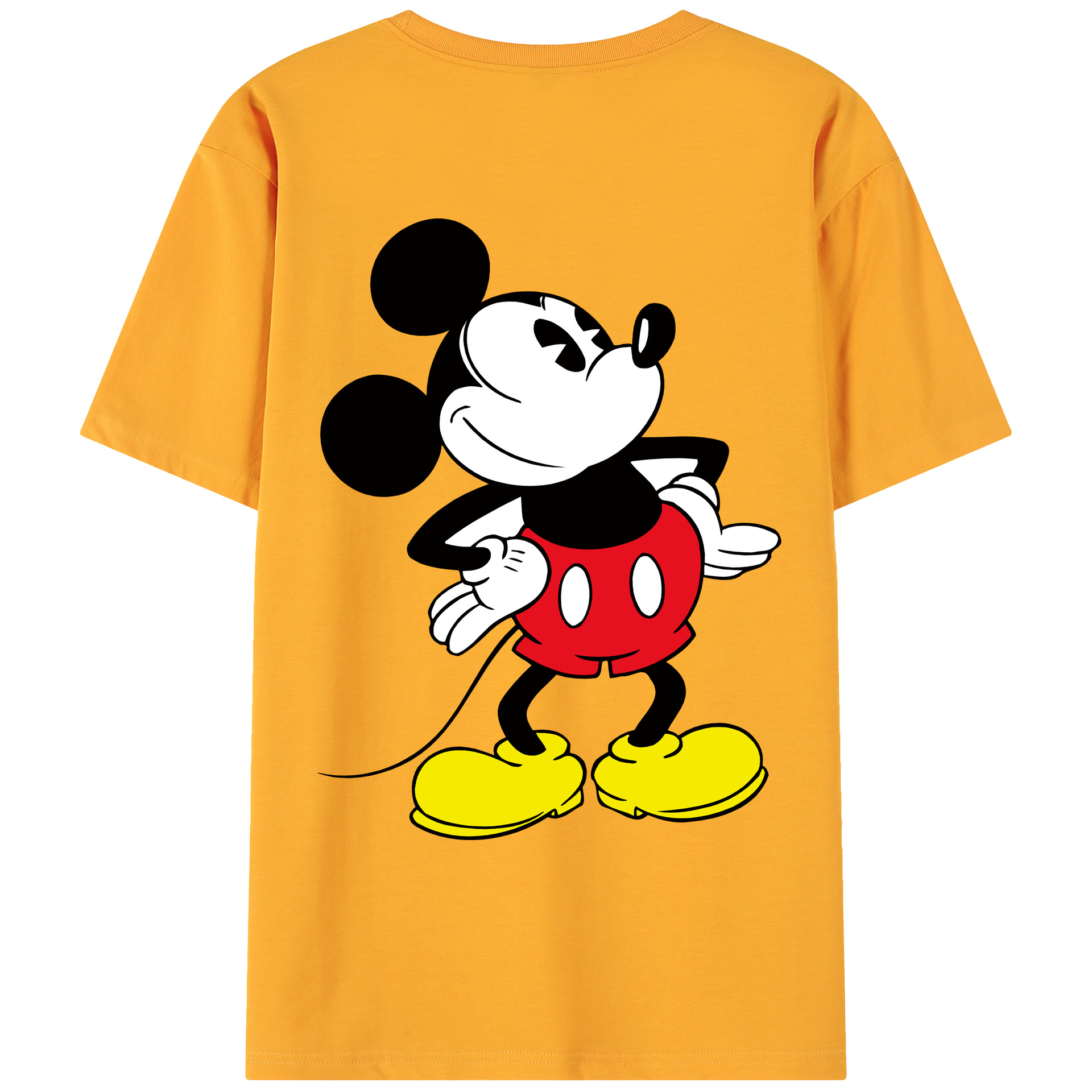 ミッキーマウス Mickey Mouse 綿100％ メンズ半袖Tシャツ（バックプリント） 通気性