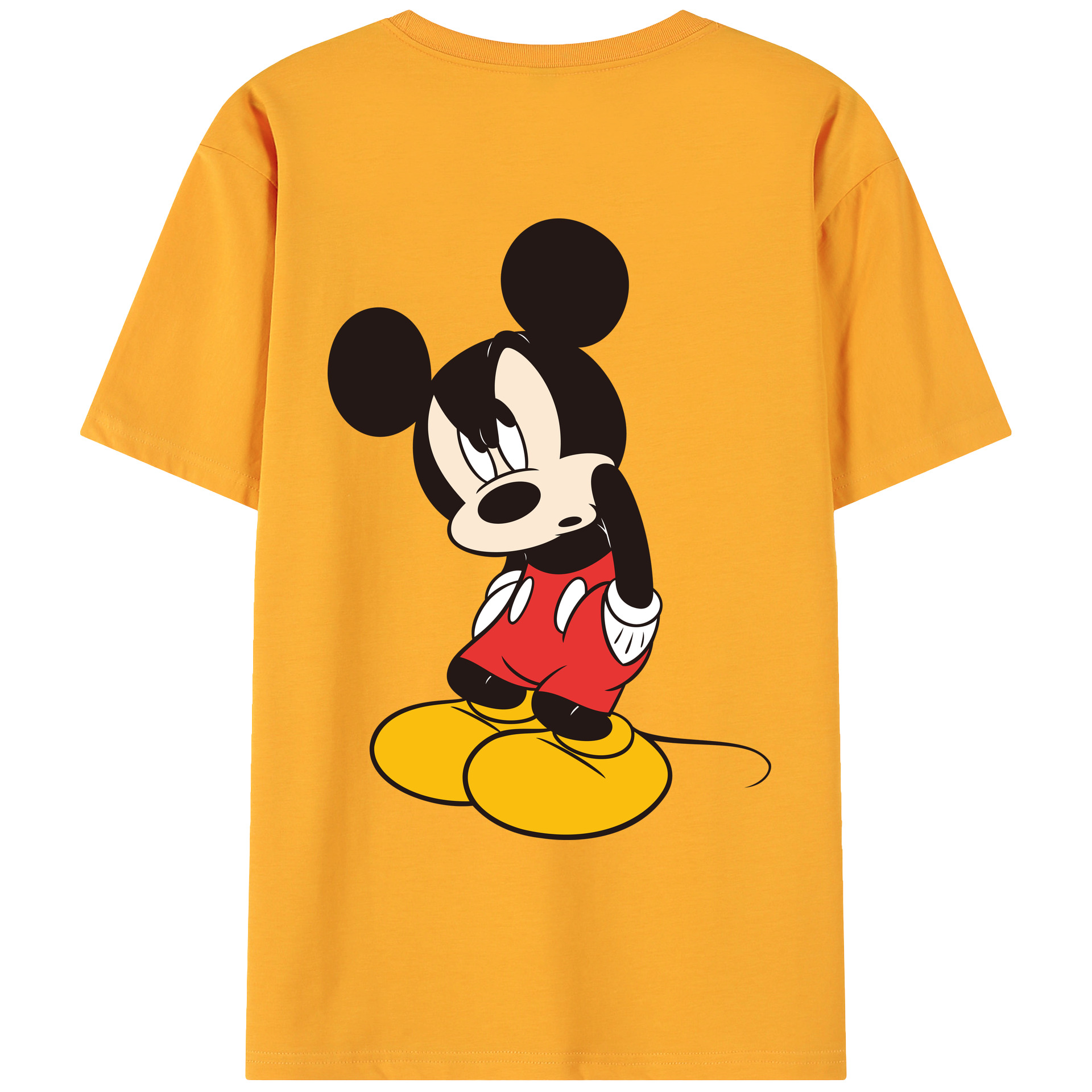 ミッキーマウス Mickey Mouse 綿100％ メンズ半袖Tシャツ（バックプリント） 通気性